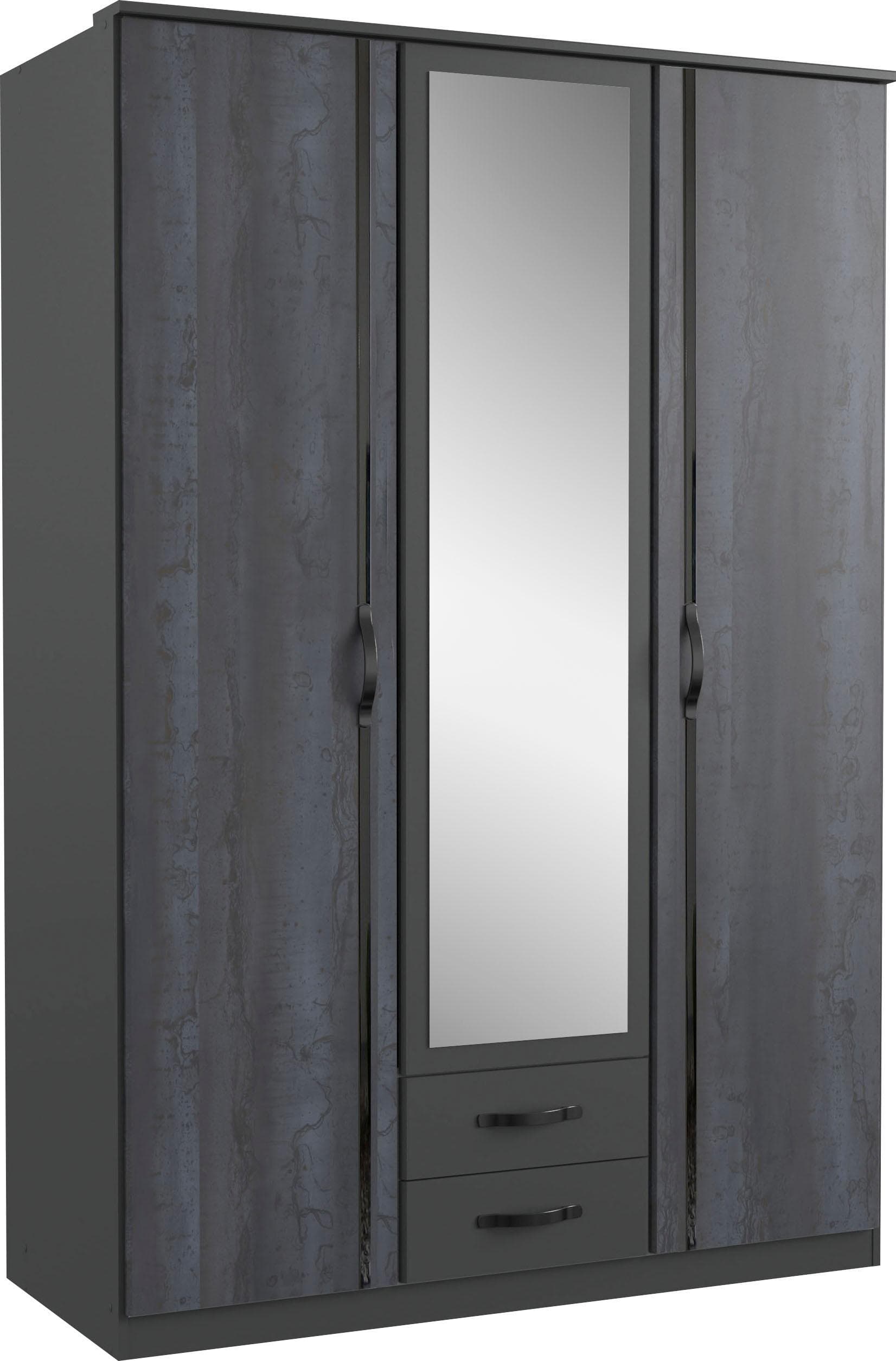 Wimex Kleiderschrank Duo in Graphit mit Schubladen und Spiegeltüren