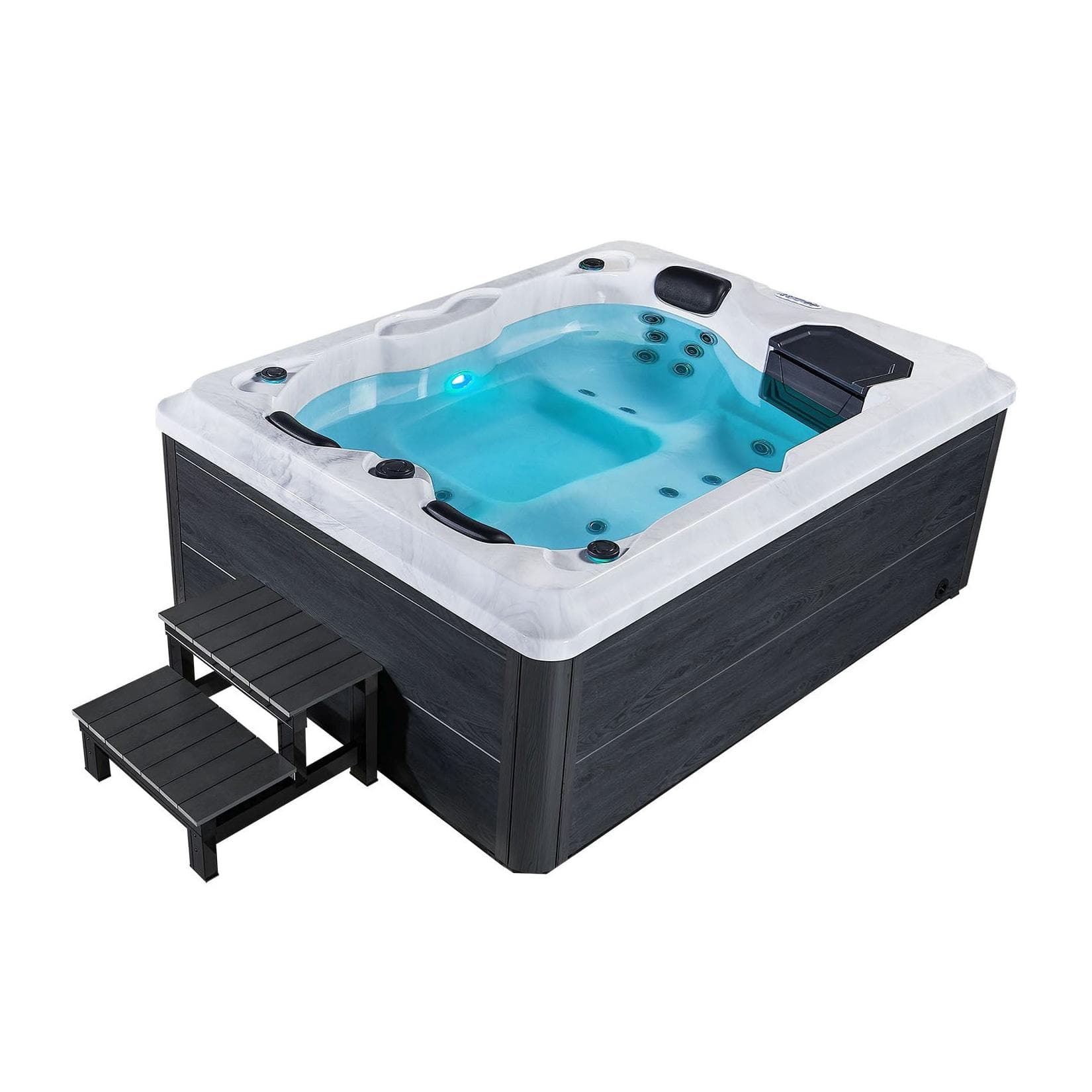Artsauna Outdoor Whirlpool Oasis Grau mit LED & Treppe