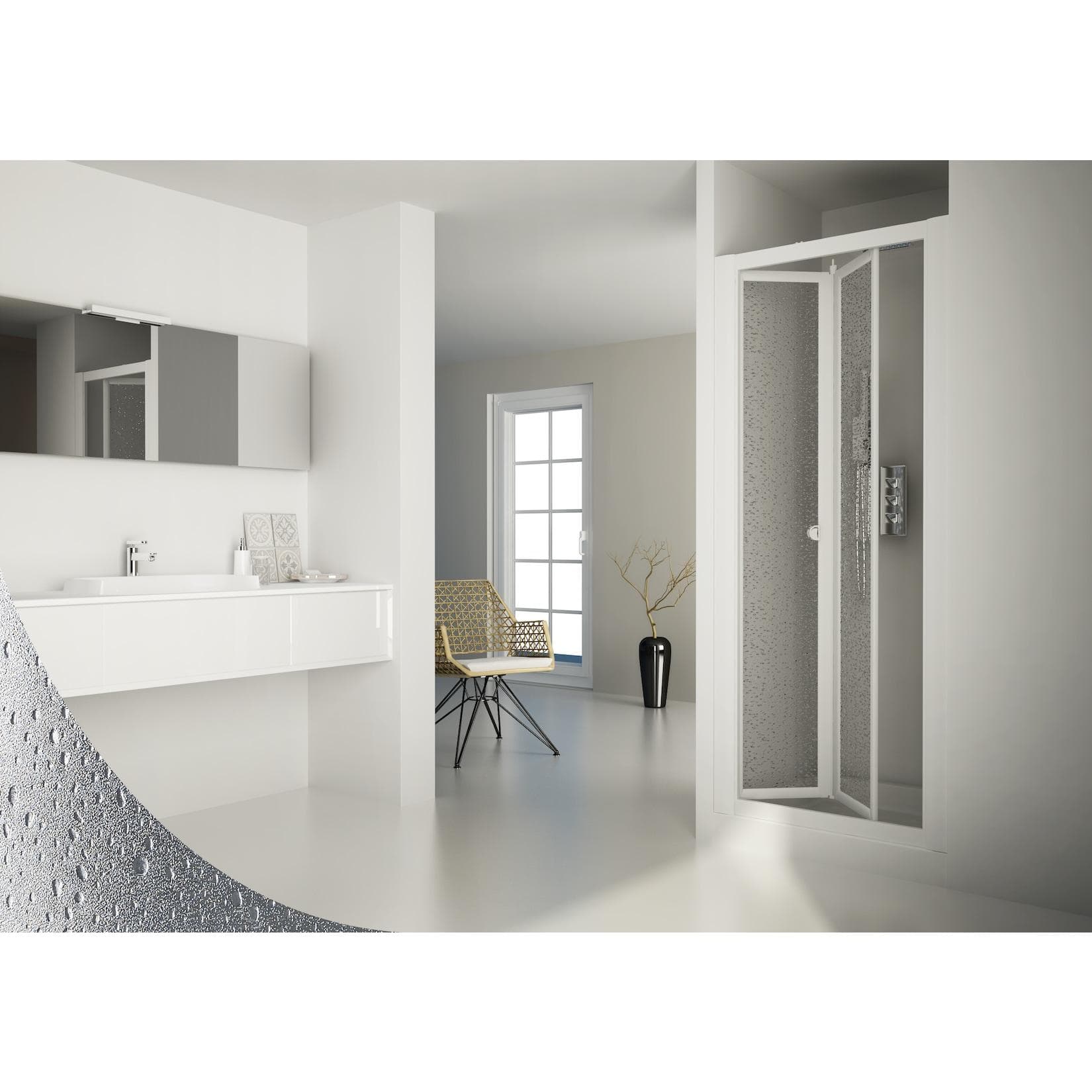 Nischenduschtür Domino 90-95 cm Klappsystem Acrylglas