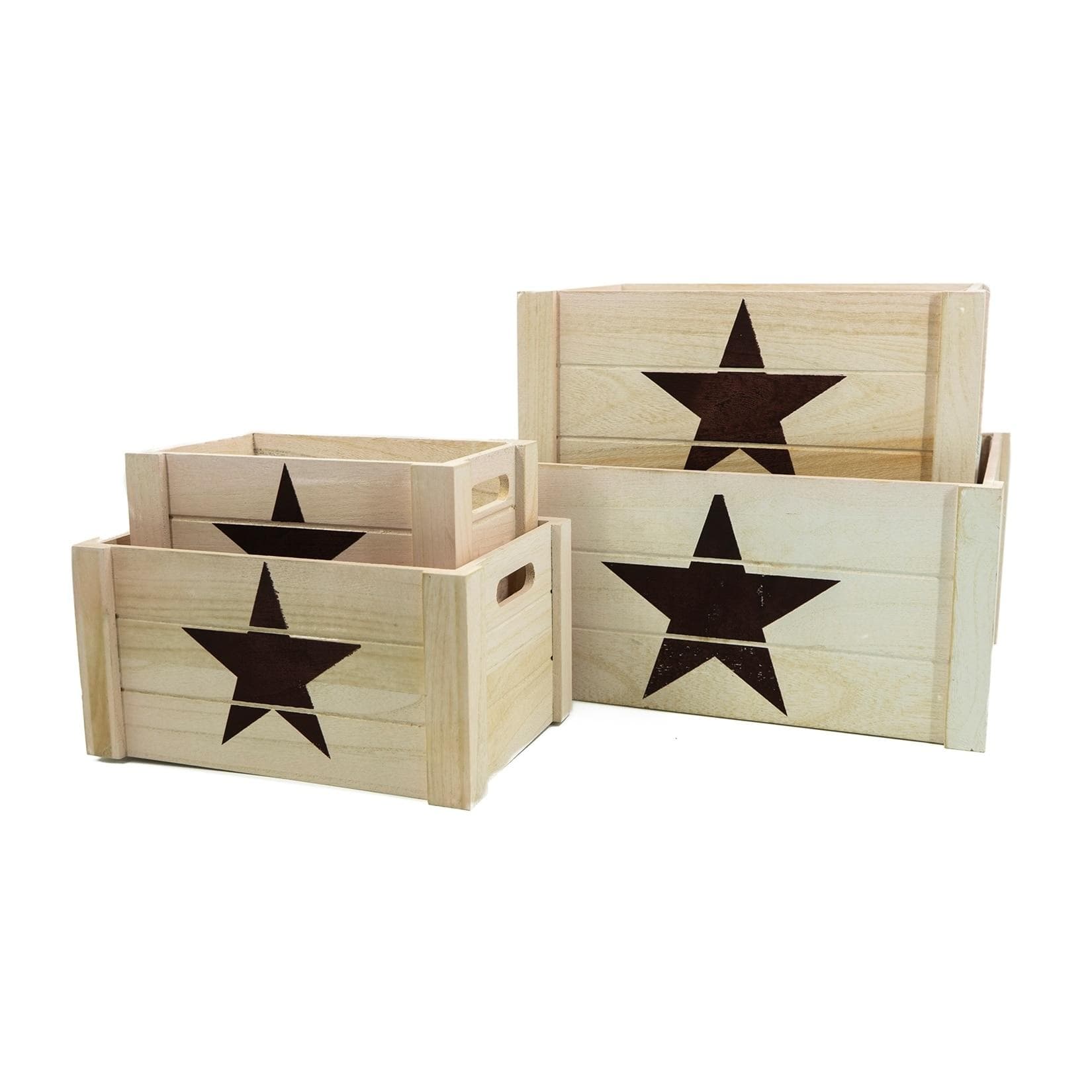 HTI-Living Holzkisten-Set 4 Größen Braun/Creme