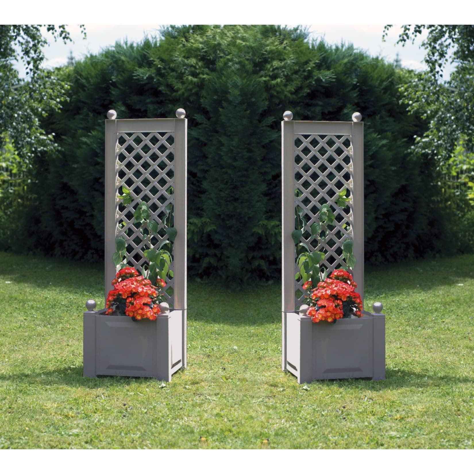KHW Pflanzkasten mit Spalier 43 cm - 2er-Set Grau