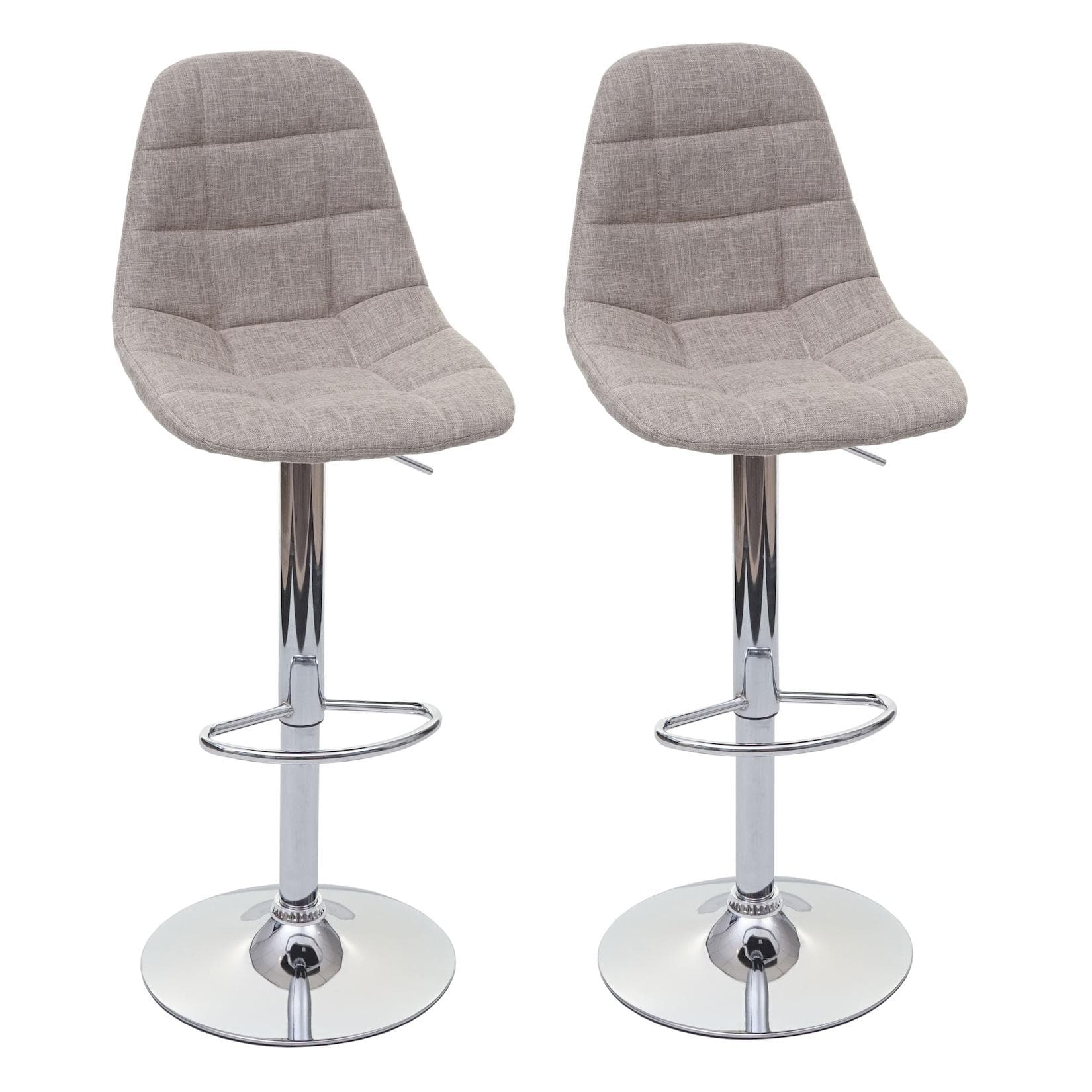 2er-Set Barhocker MCW-A67 Creme-Grau Textil Modern