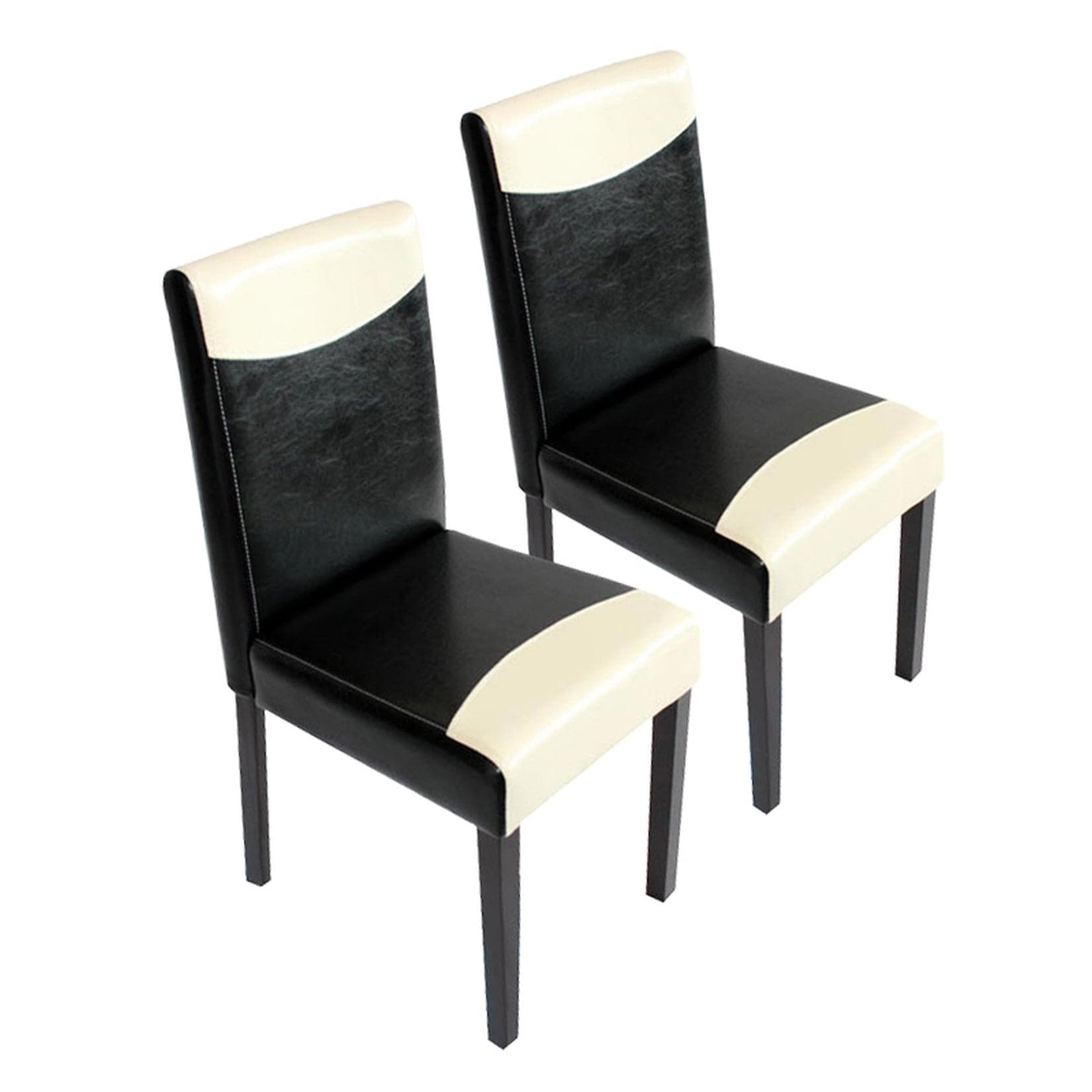 MCW 2er-Set Esszimmerstuhl Schwarz-Weiß mit dunklen Beinen