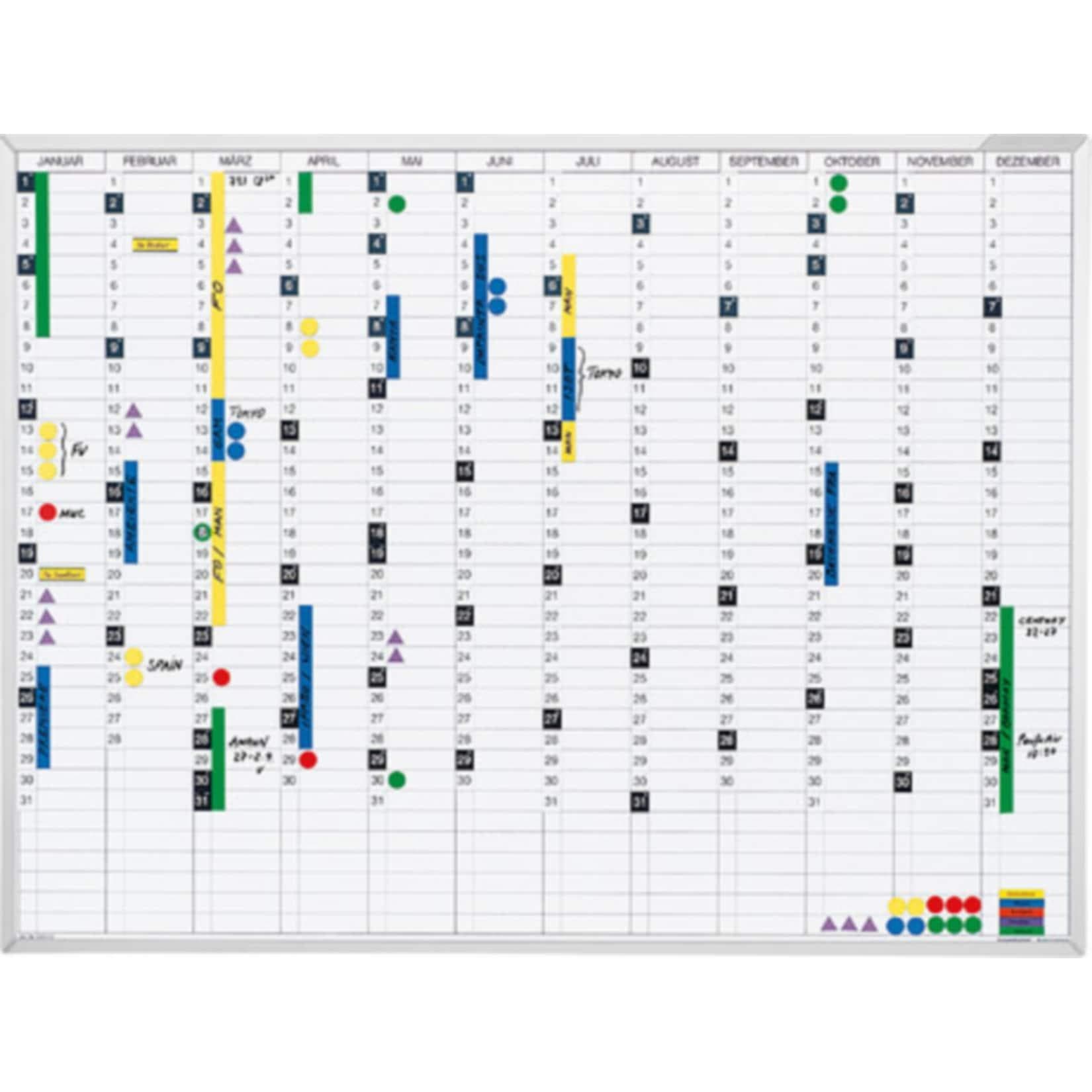 Magnetoplan Permanente Jahresübersicht 1200x900 mm Aluminium Rahmen