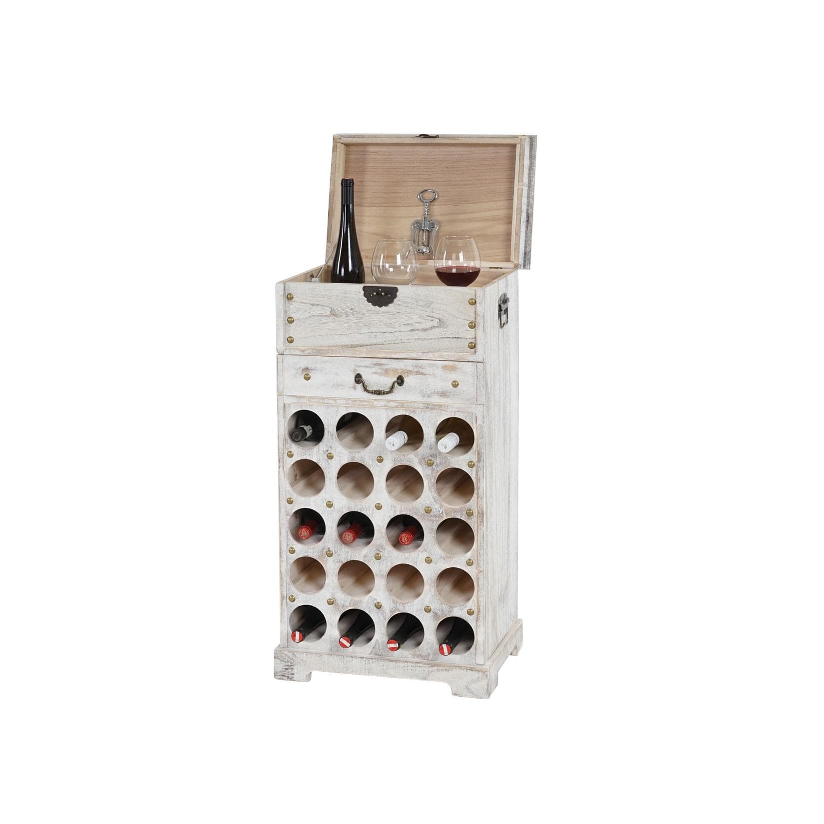 MCW Weinregal Torre T323 Weiß Shabby-Look für 20 Flaschen
