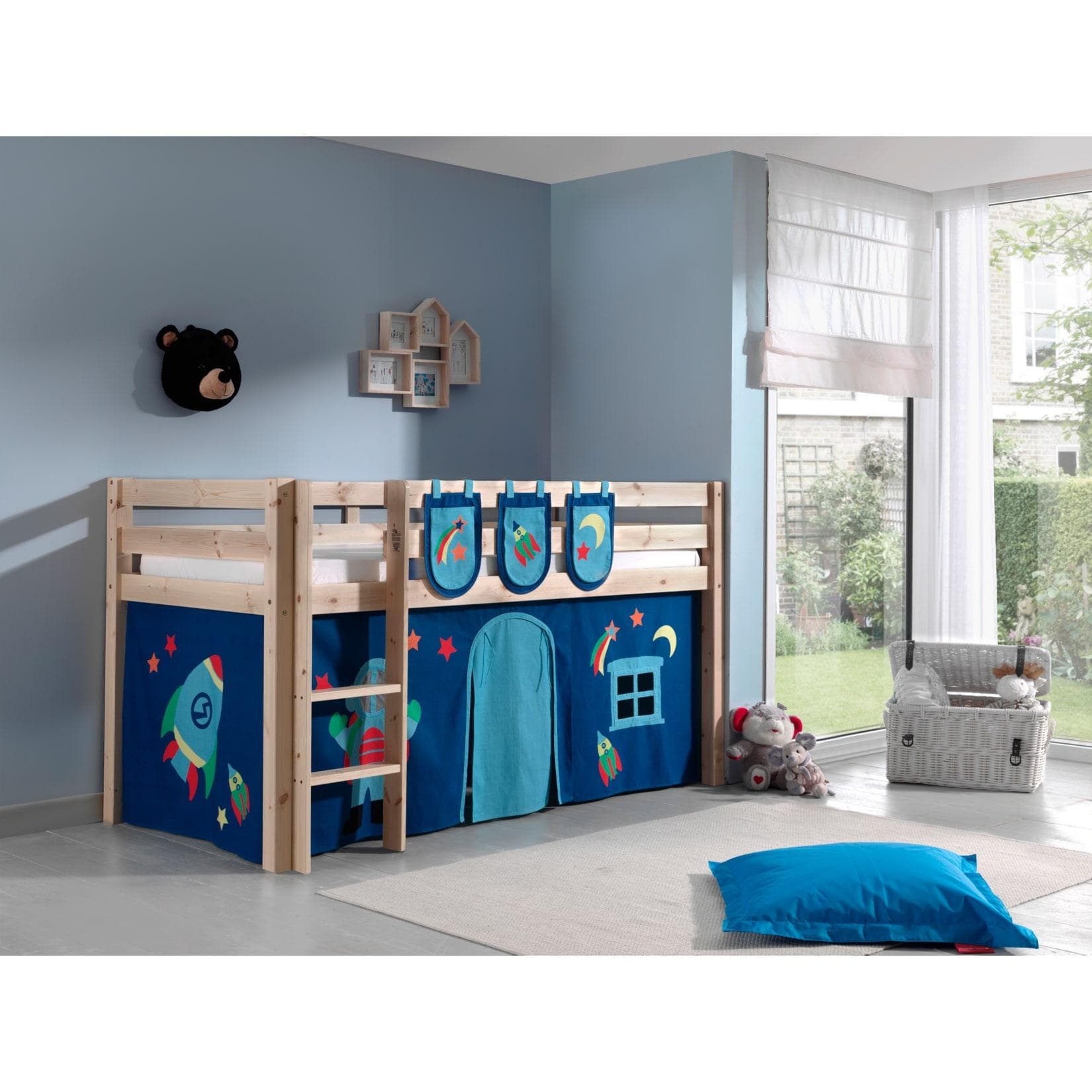 Vipack Spielbett Pino Kiefer Natur mit Vorhang