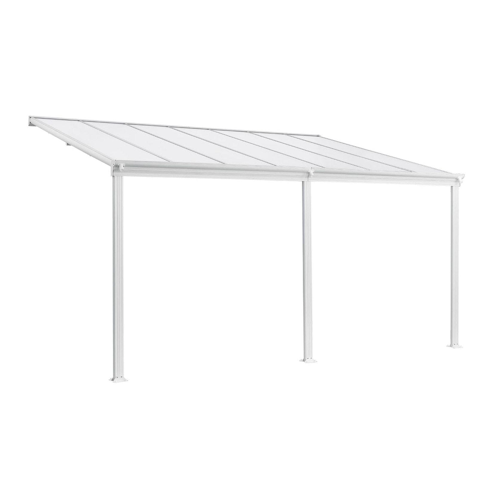 Juskys Terrassendach Borneo 4x3 m Aluminium Weiß Doppelstegplatten