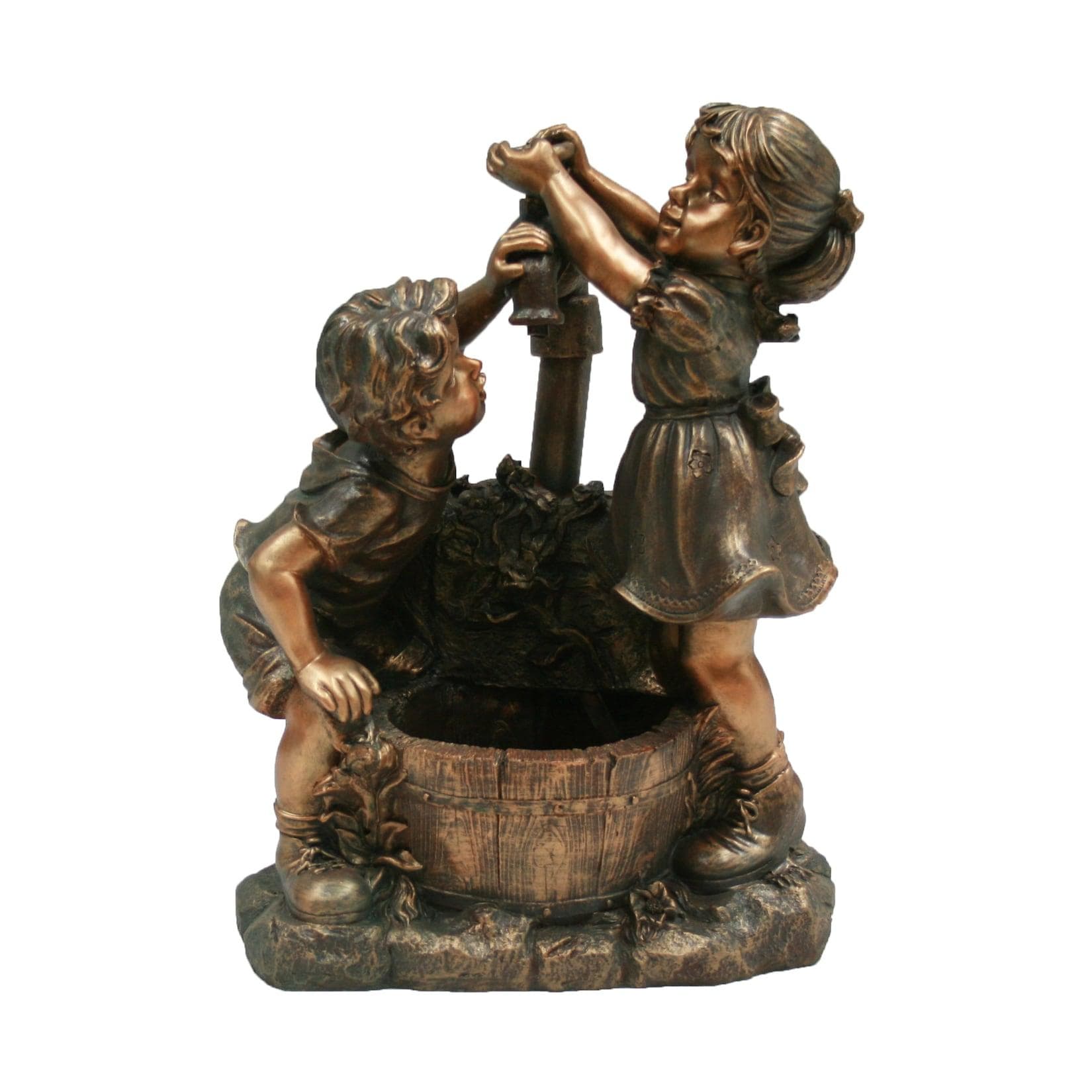 Ubbink Gartenbrunnen Memphis Polyresin Rustikale Dekoration Kinder am Brunnen