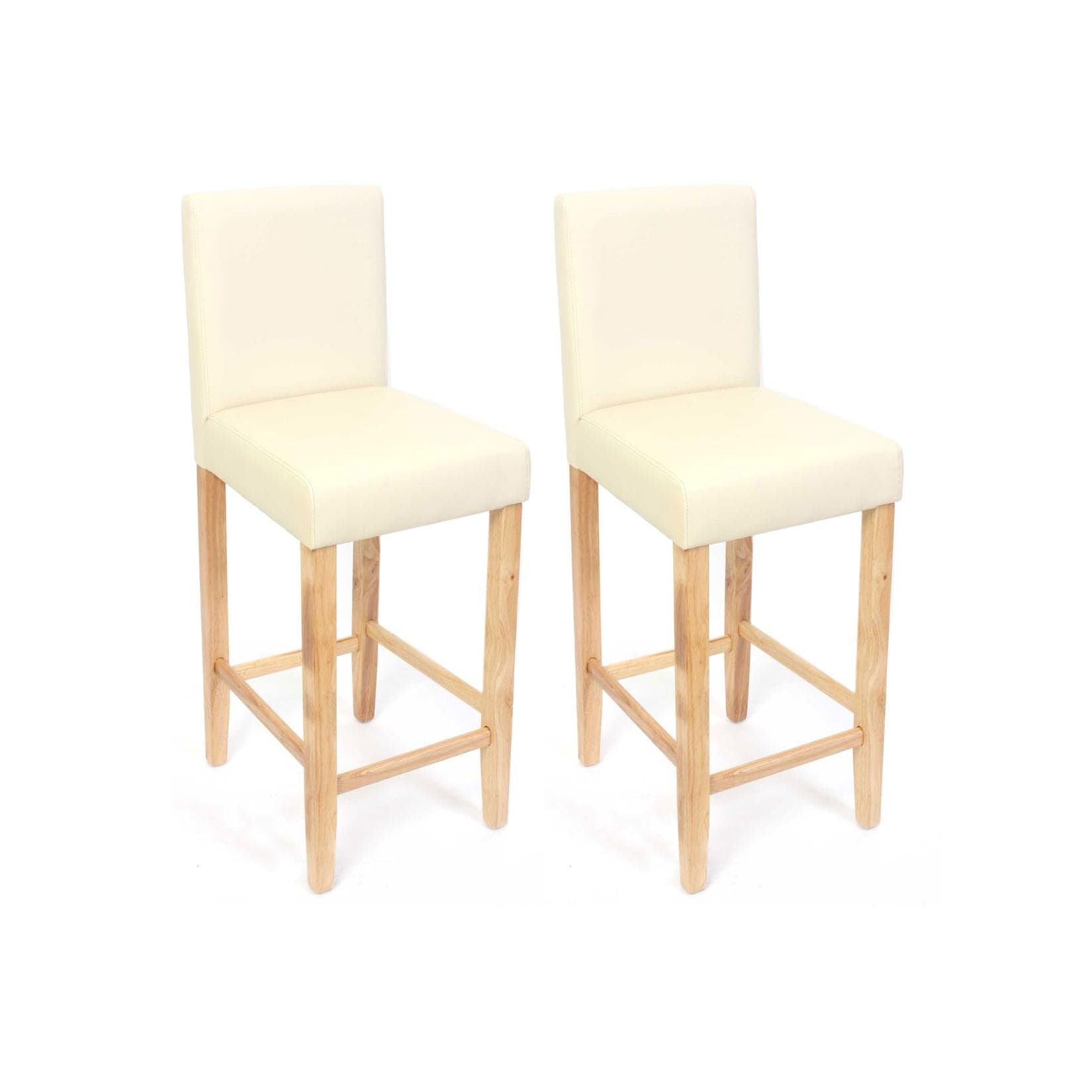 MCW 2er-Set Barhocker Cesena Kunstleder Creme Helle Füße