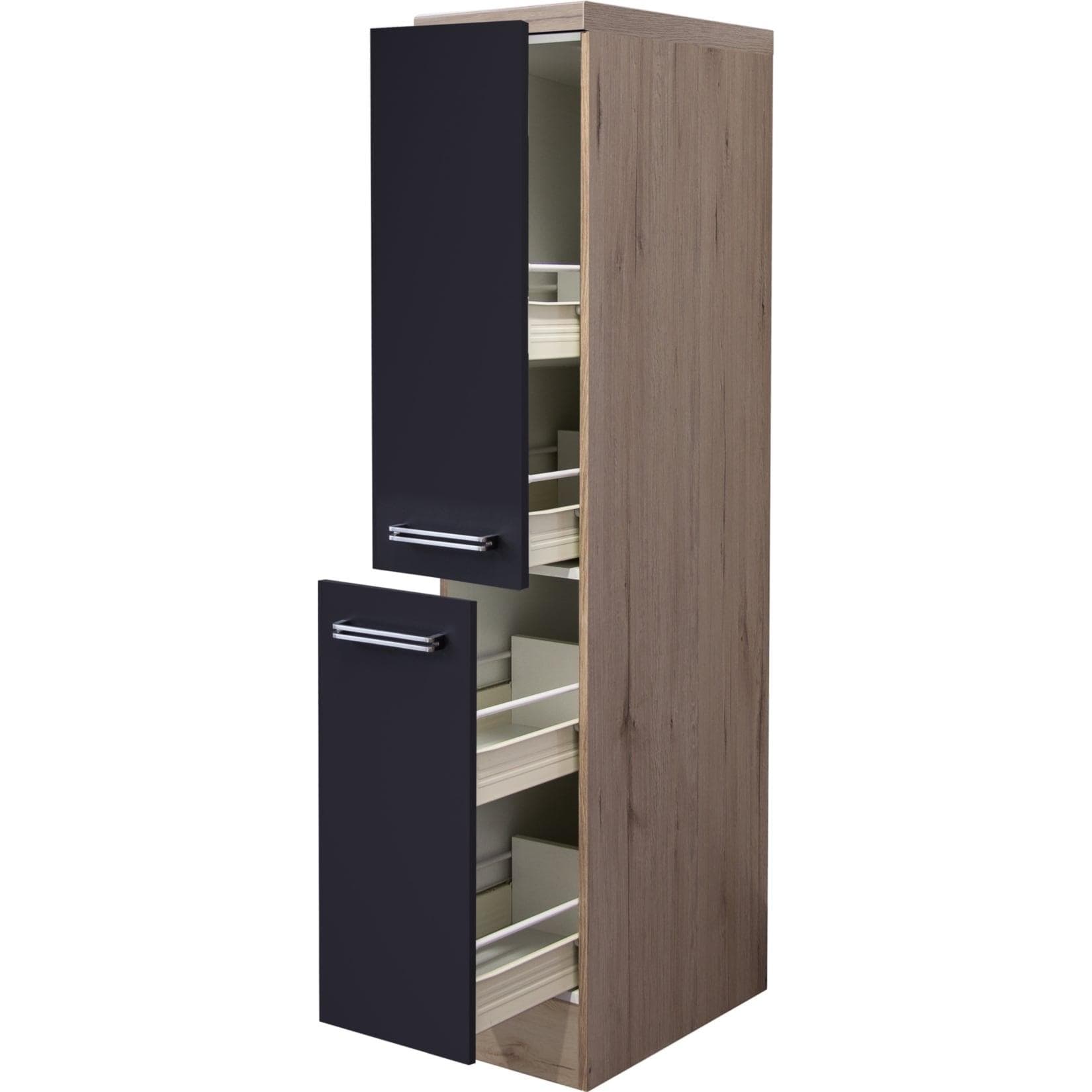 Flex-Well Apothekerschrank Antigua Anthrazit Eiche Holzwerkstoff