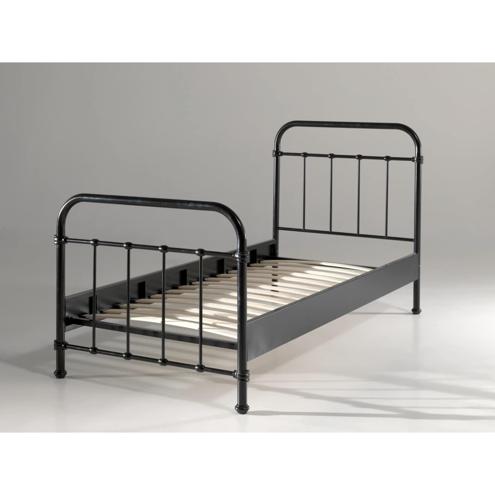 Metallbett New York | Schwarzes Kinder- & Jugendbett mit Lattenrost