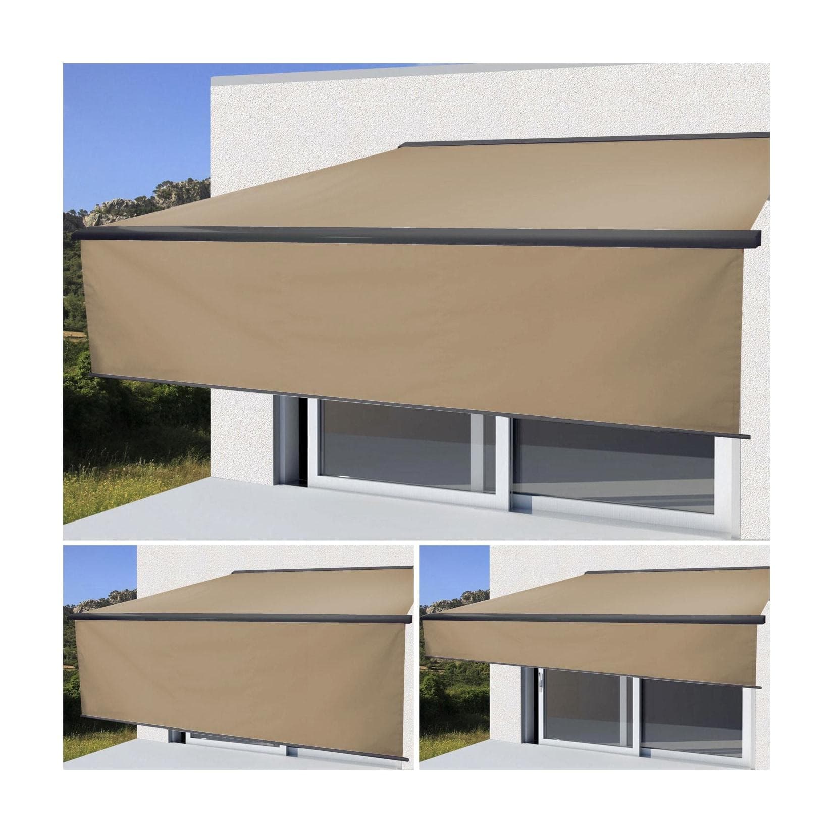 Elektrische Vollkassetten-Markise H124 4,5x3m Polyester Creme Anthrazit MCW