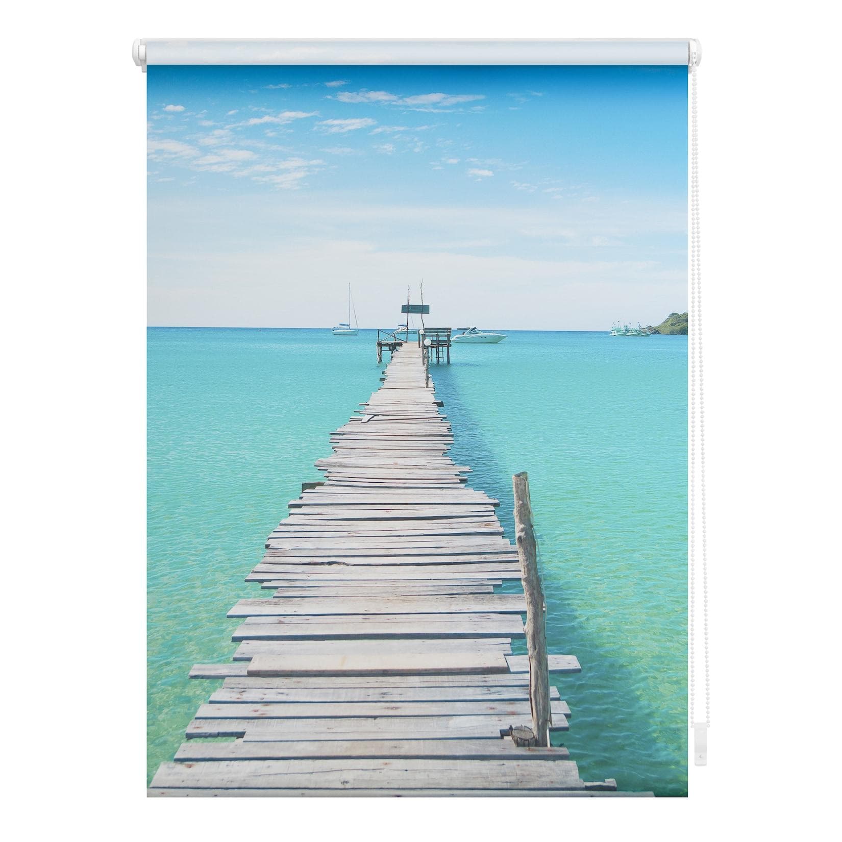 LICHTBLICK ORIGINAL Seitenzugrollo El Mar Blau - Blickdicht & Bohrfrei