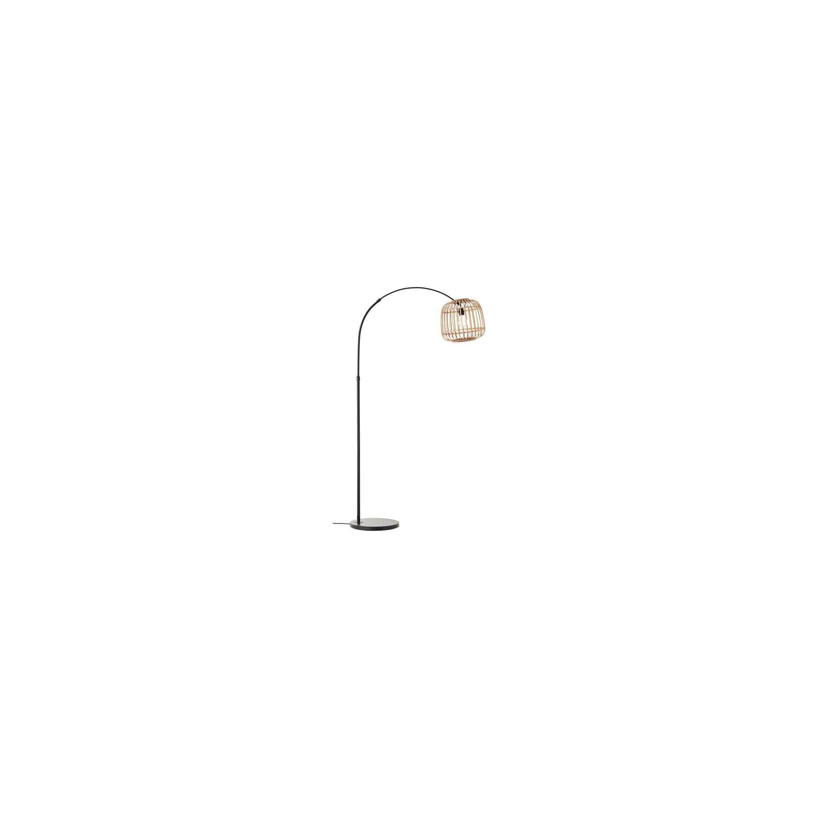 BRILLIANT Bogenlampe Nikka Schwarz/Natur Rattan