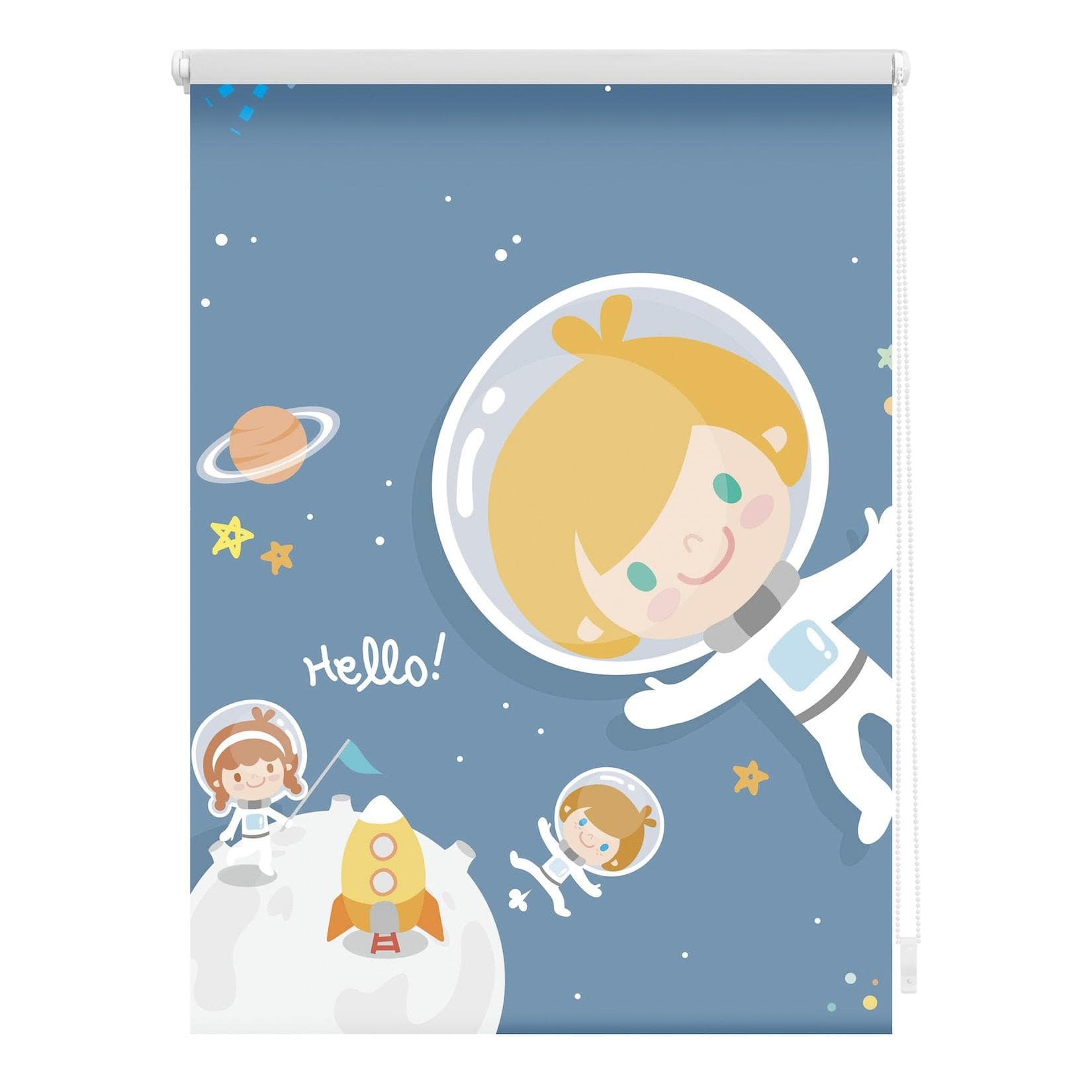 Verdunklungsrollo Kinderzimmer Blau Astronauten Mond Sterne