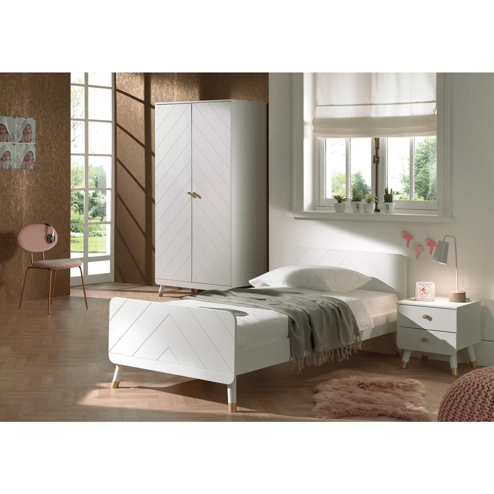 BILLY Jugendzimmer Set 3-tlg. Weiß MDF Bett Schrank