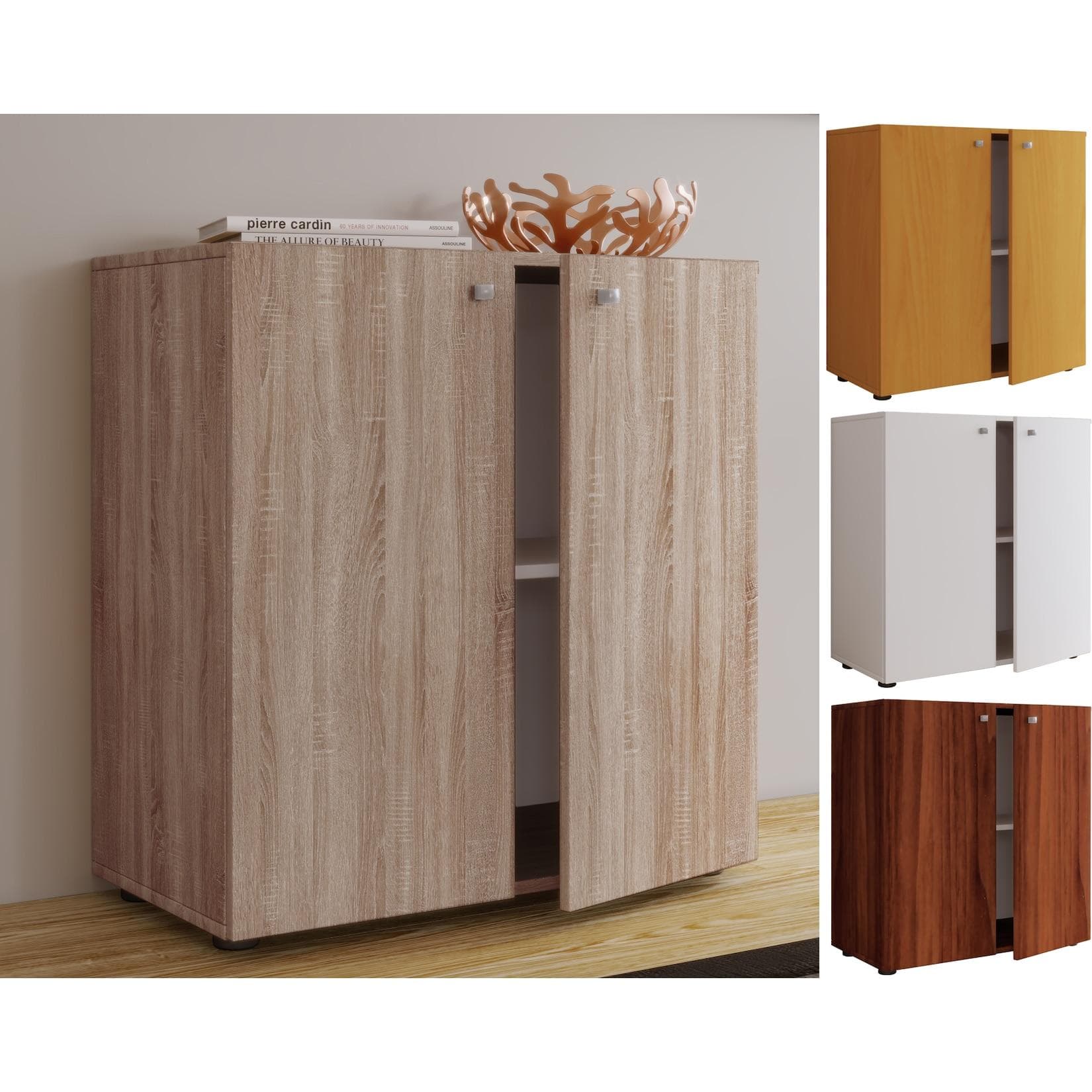 VCM Holz Kommode Vandol 1 mit 2 Drehtüren Braun Buche