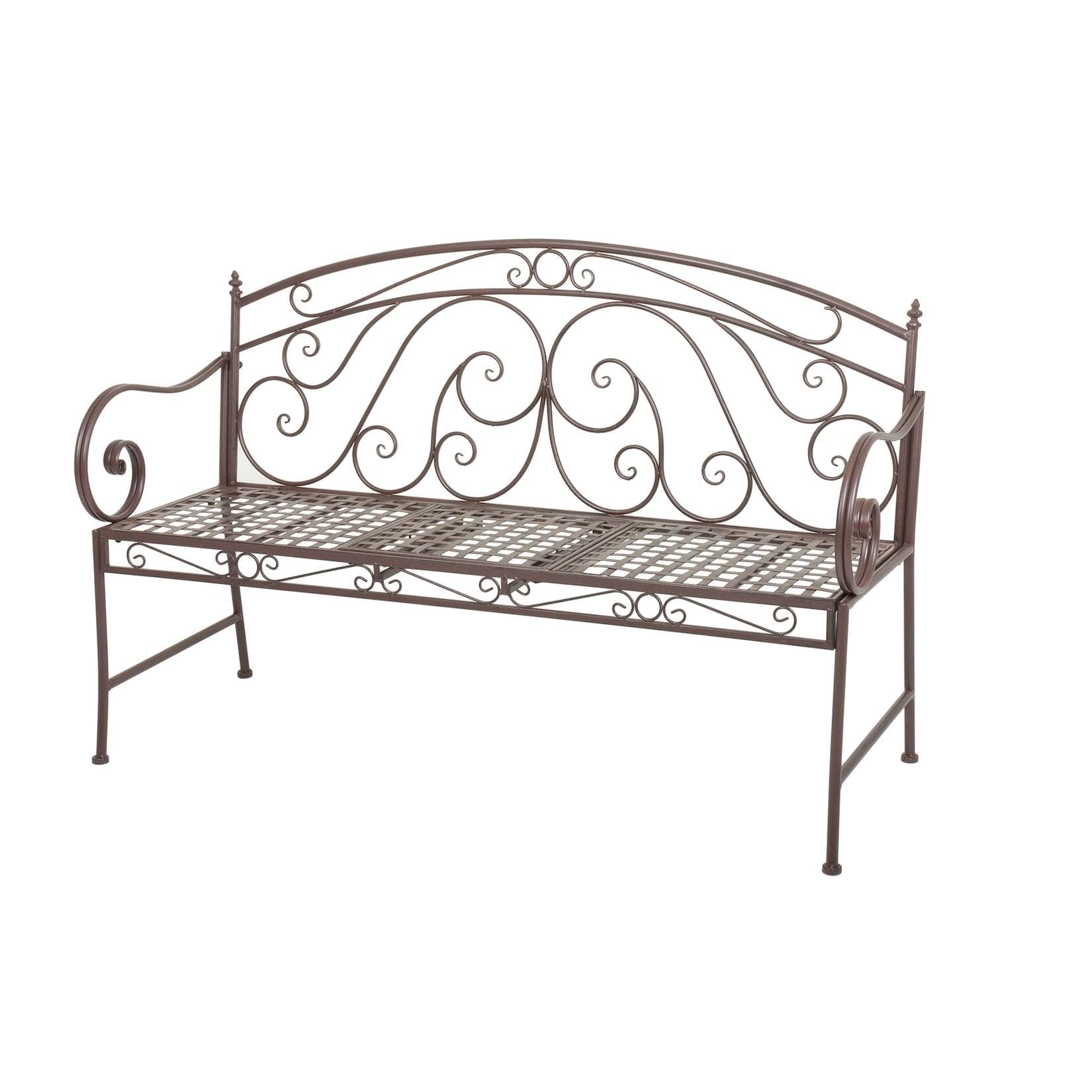 Vintage Gartenbank mit ausklappbarem Tisch und Zierdetails