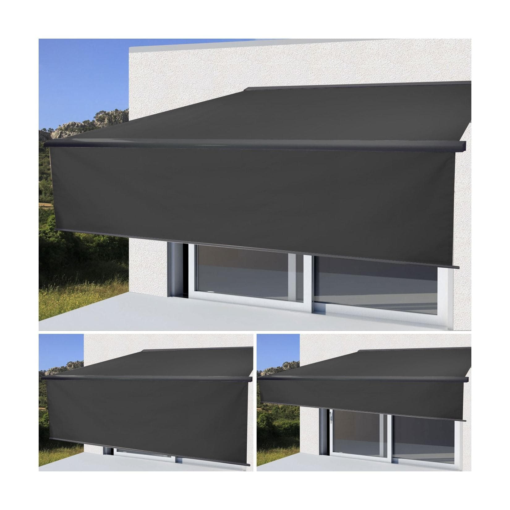 Elektrische Vollkassetten-Markise H124 4,5x3m Polyester Anthrazit MCW