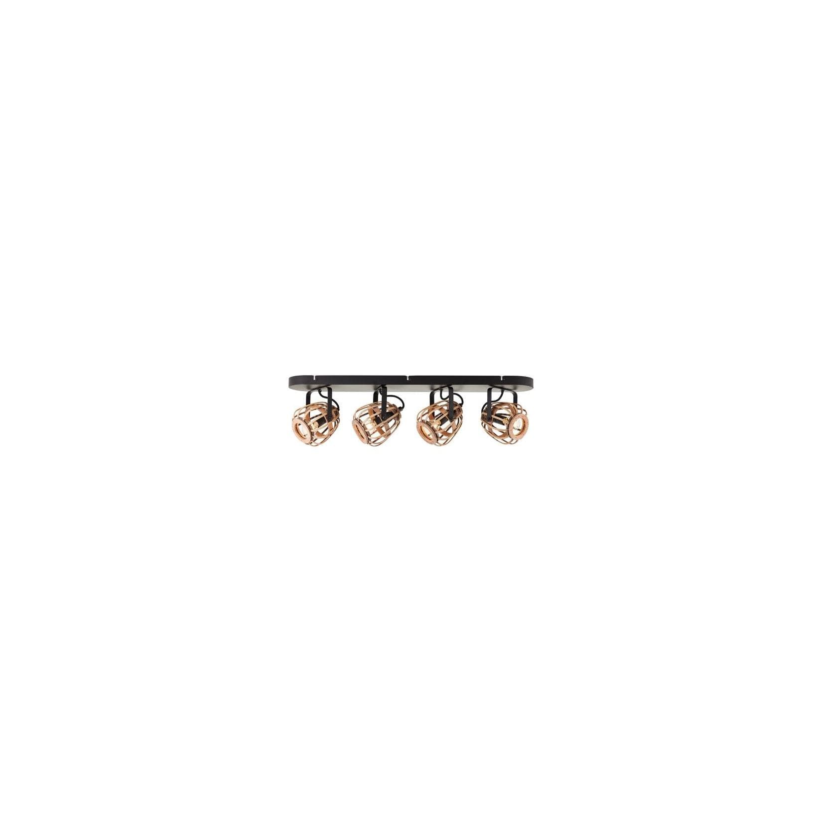 BRILLIANT Deckenstrahler Nikka 4-flammig schwarz/natur Metall/Rattan