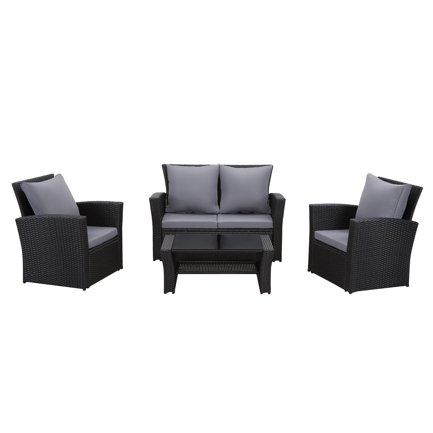 4-Sitzer Lounge Set Polyrattan Grau