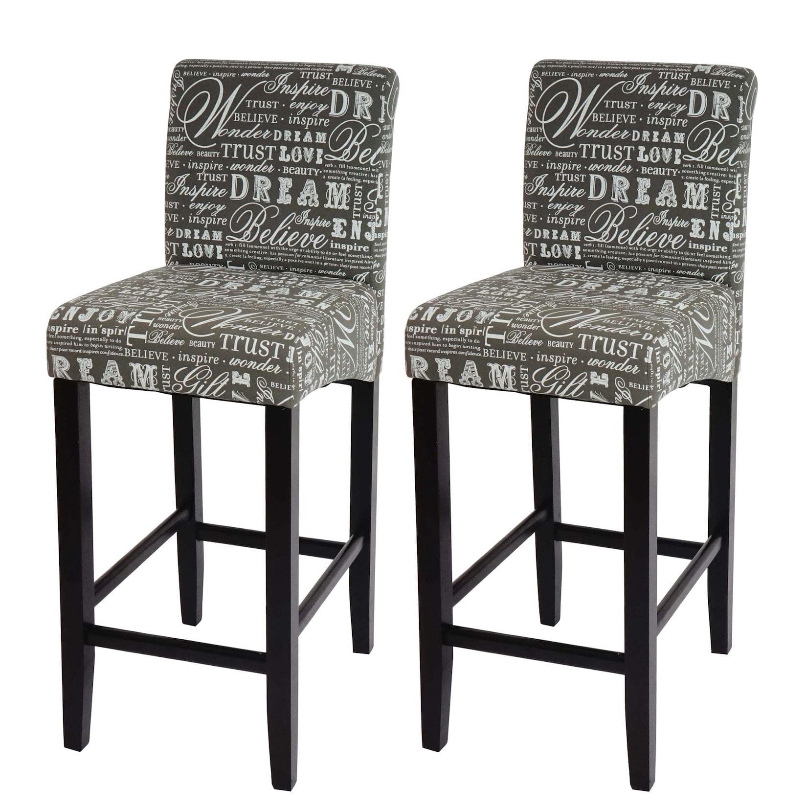 2er-Set Barhocker MCW-C33 Retro Grau Textil