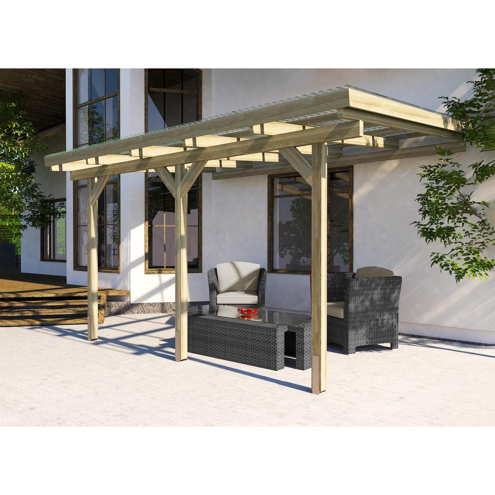 WEKA Terrassendach 671 Gr.3 Braun Holz Terrassenüberdachung