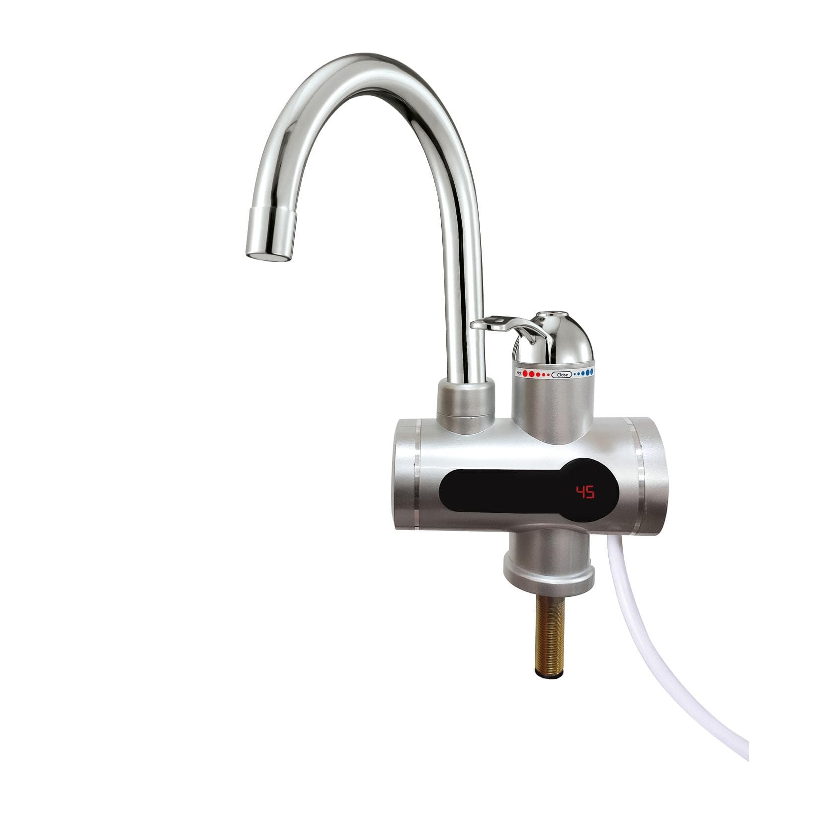 Mauk Digitaler Wasserhahn mit integriertem Durchlauferhitzer und Temperaturanzeige Silber