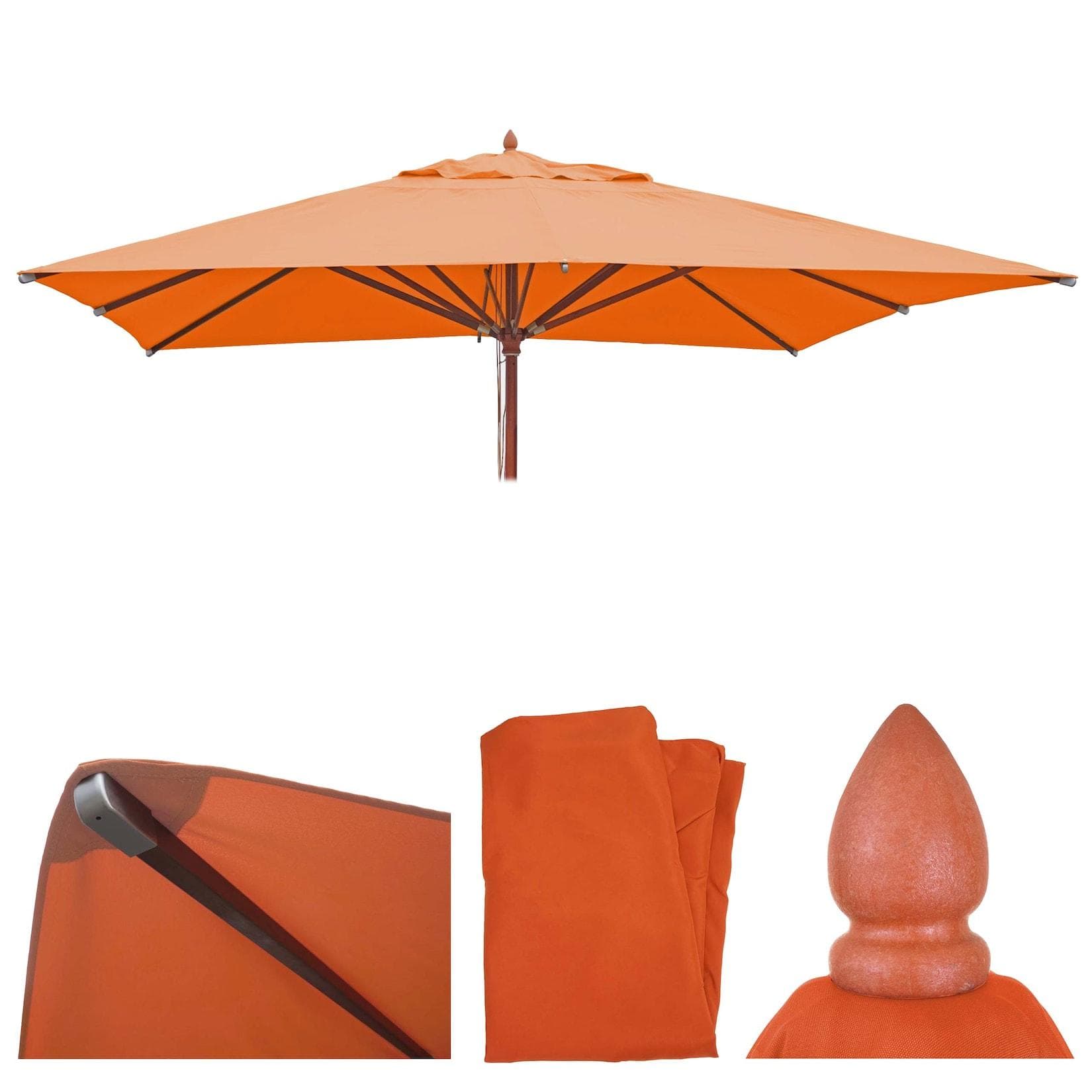 Ersatz-Bezug für Gastronomie Holz-Sonnenschirm MCW-C57, Sonnenschirmbezug Ersatzbezug, eckig 4x4m Polyester 3kg Terracotta