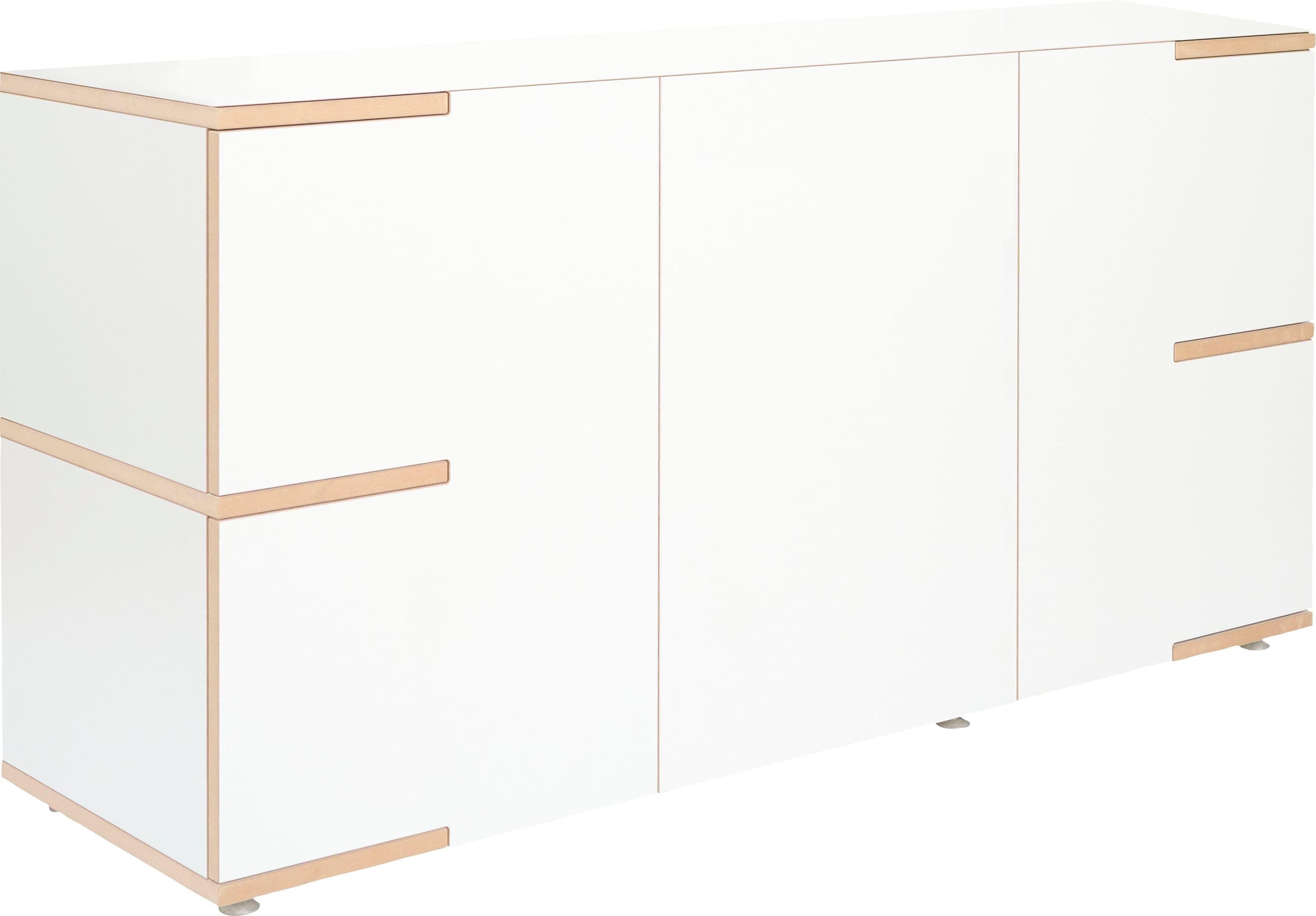 TOJO Mehrzweckschrank stau Weiß MDF Griffmulde