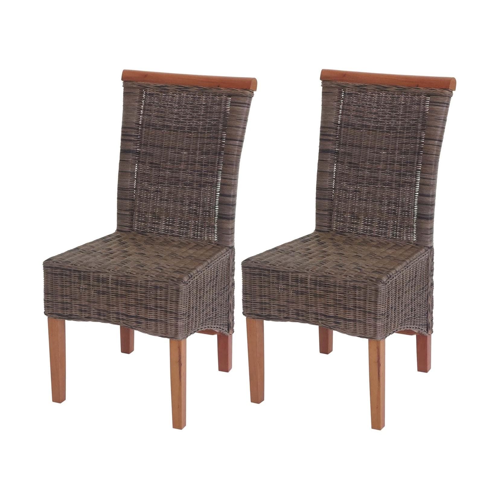 MCW 2er-Set Esszimmerstuhl Sinio Rattan Beige Ohne Sitzkissen