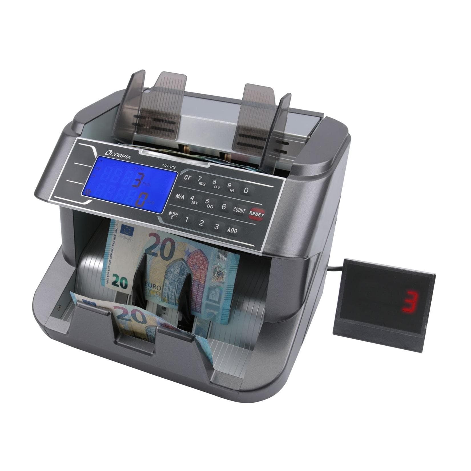 Olympia Geldzähler NC 455 Frontlader UV MG Prüfung