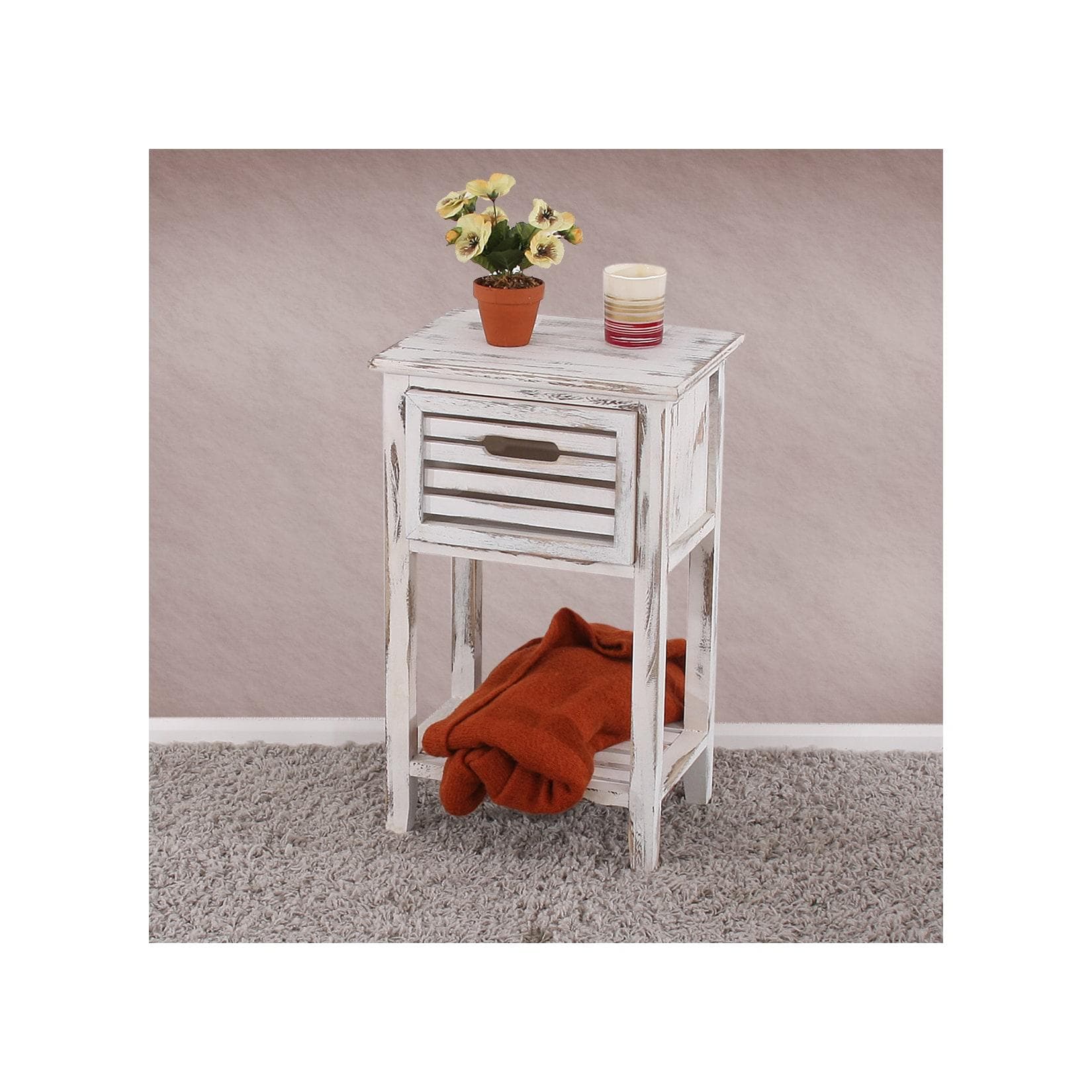MCW Kommode Beistelltisch Shabby-Look Weiß Vintage
