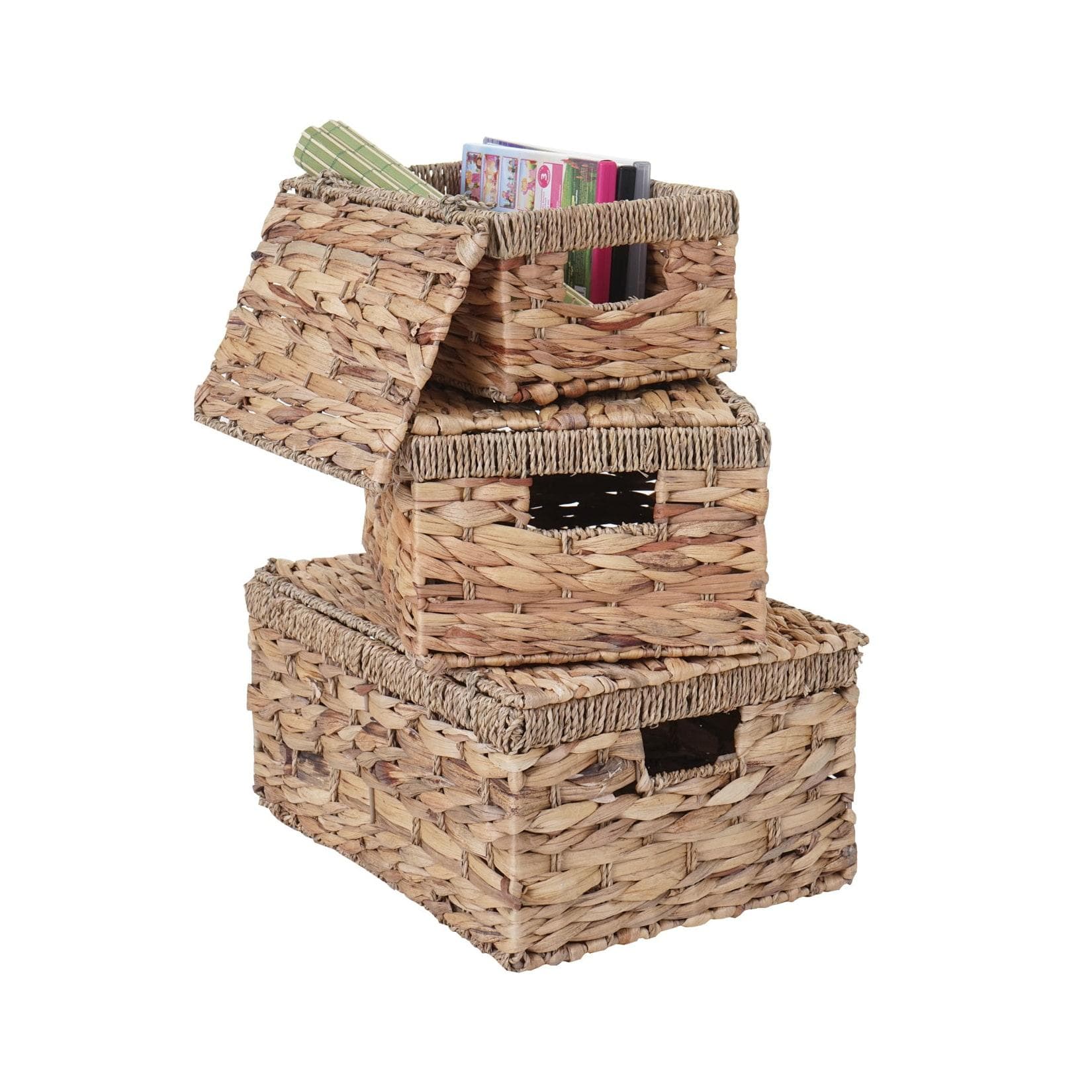 MCW Aufbewahrungsboxen aus Wasserhyazinthe - Ineinander Stapelbar und Dekorativ