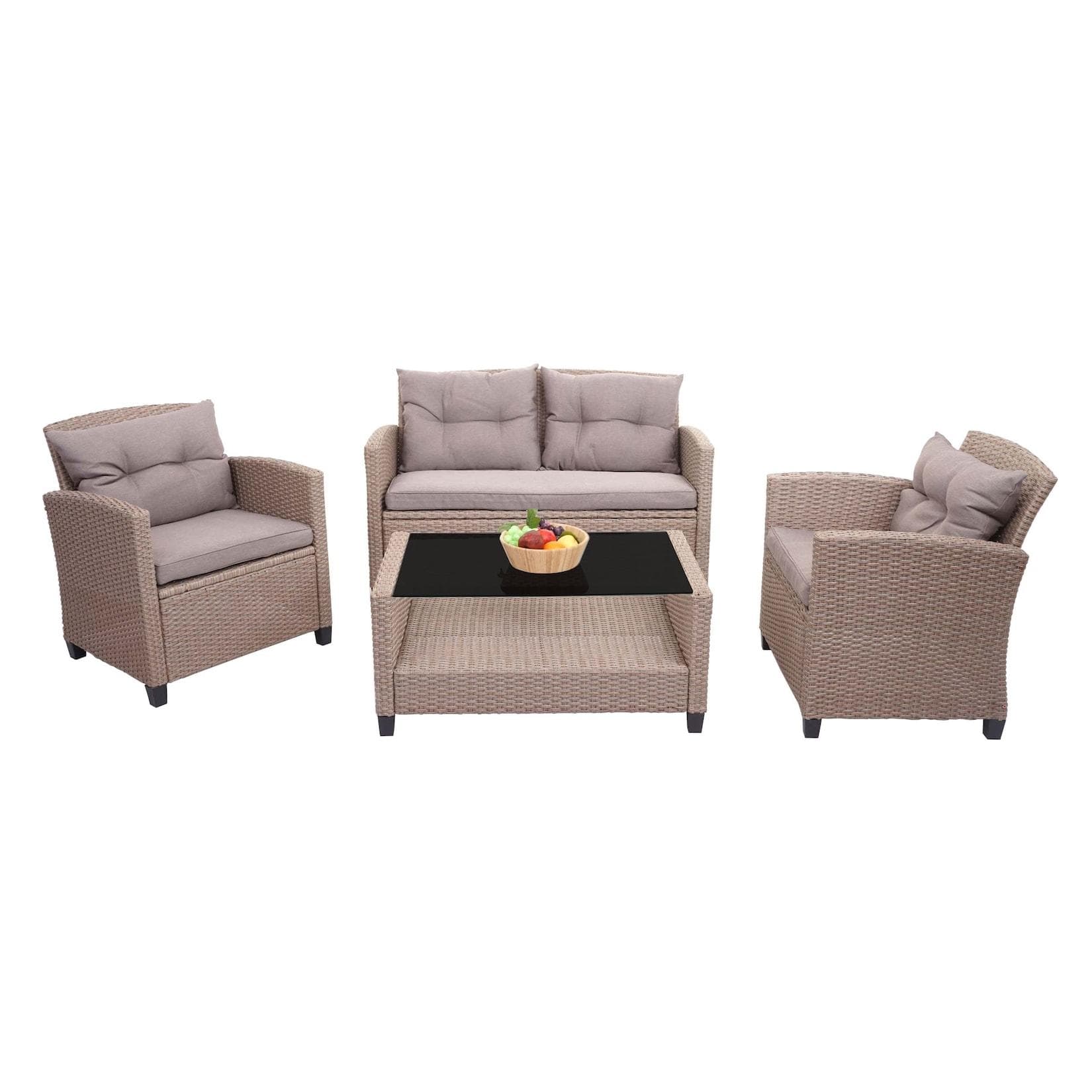 XXL Poly-Rattan Garnitur MCW-F10 Grau-Braun Gartenlounge Set mit Kissen