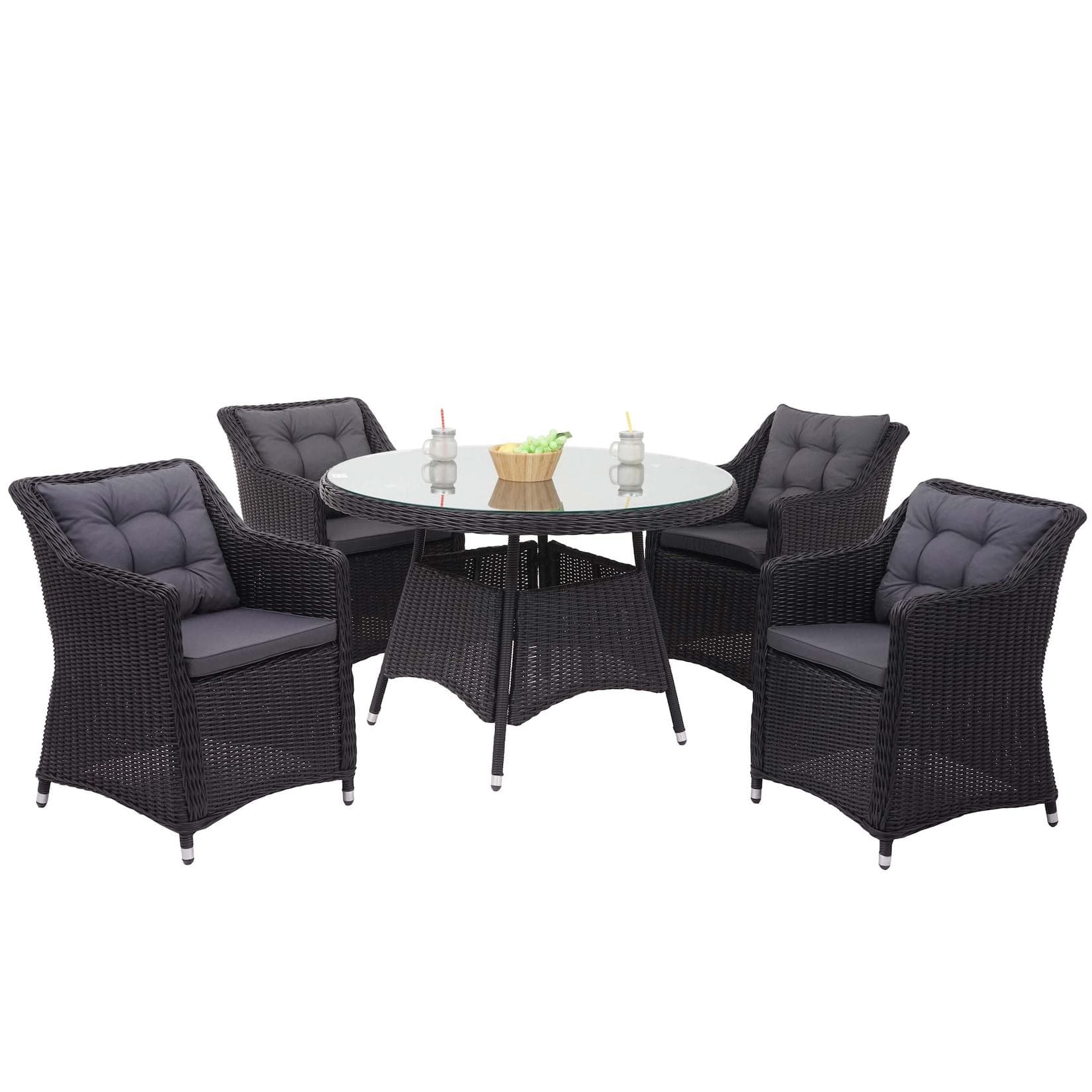 MCW Poly-Rattan Garnitur MCW-F51, 5-tlg. Gartenlounge Set Anthrazit