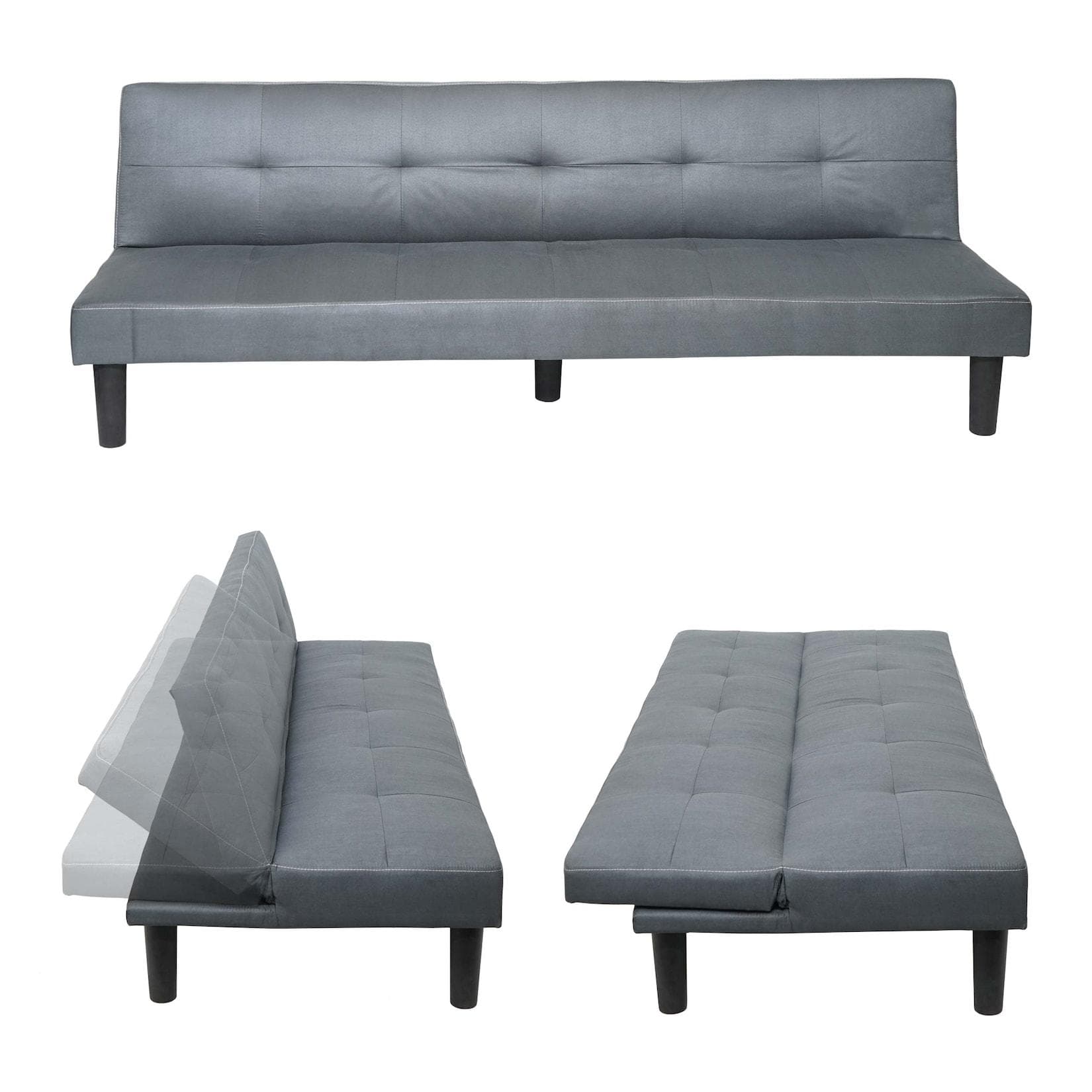 MCW 3er-Sofa Schlafsofa Grau mit Schlaffunktion