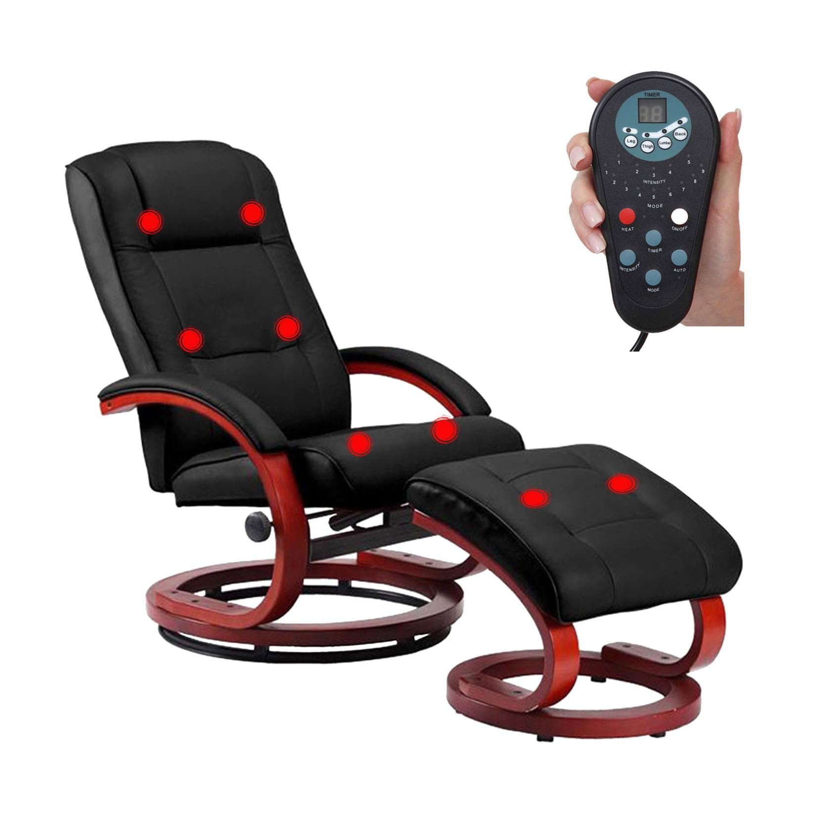 MCW Relaxsessel mit Hocker und Massagefunktion Kunstleder Schwarz