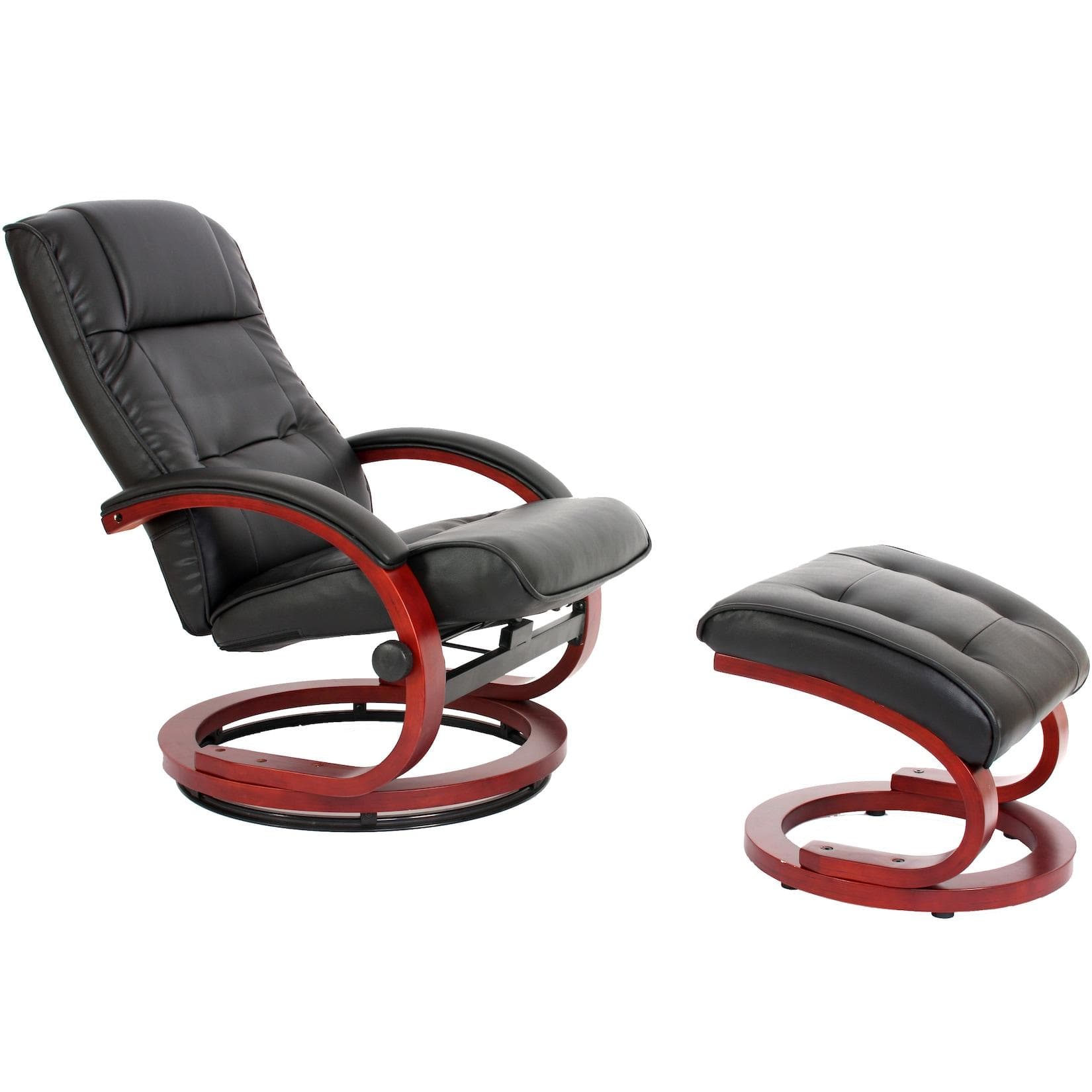 MCW Fernsehsessel Aprilia Kunstleder mit Hocker Schwarz