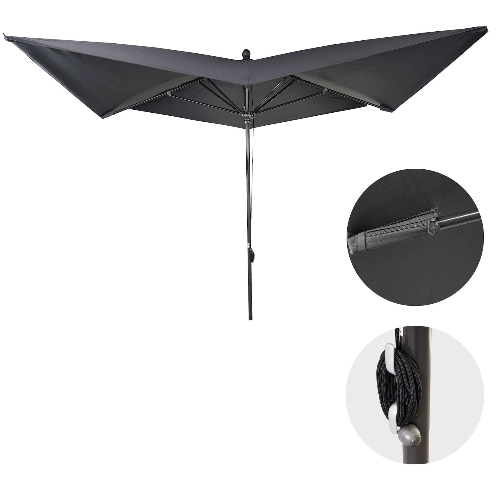 Luxus-Sonnenschirm MCW-A37 Marktschirm 3x3m Polyester/Alu 10kg Anthrazit
