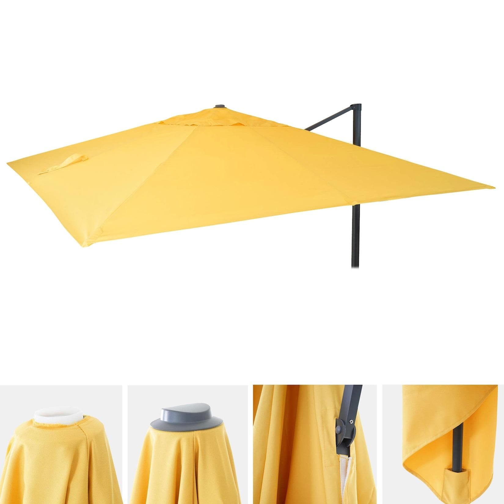 Ersatz-Bezug für Luxus-Ampelschirm MCW-A96, Sonnenschirmbezug, 3x3m (Ø4,24m) Polyester 2,7kg Gelb