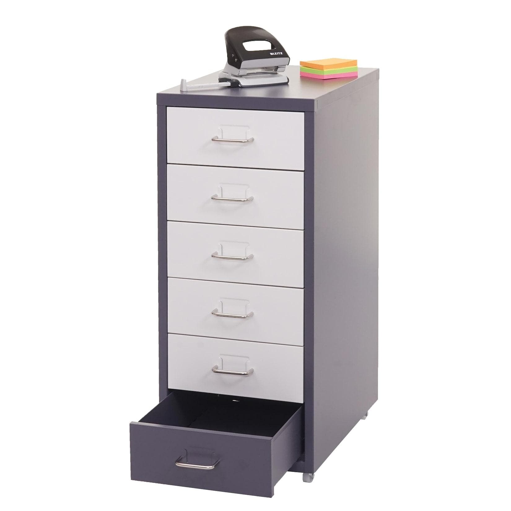 MCW Rollcontainer Preston T851 Stahlschrank 6 Schubladen Grau/Weiß