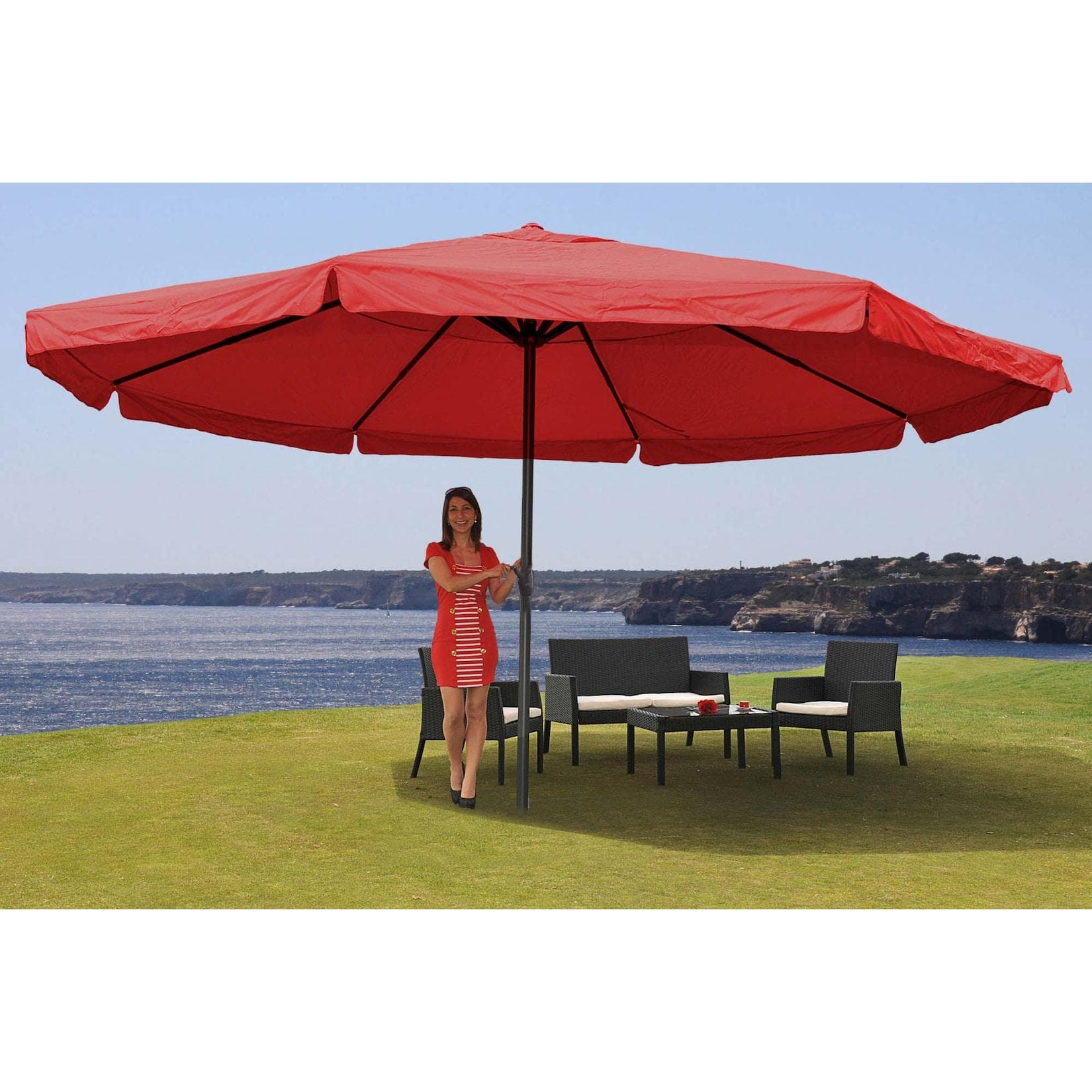 MCW Sonnenschirm Carpi Pro Marktschirm Bordeaux Ø 5m