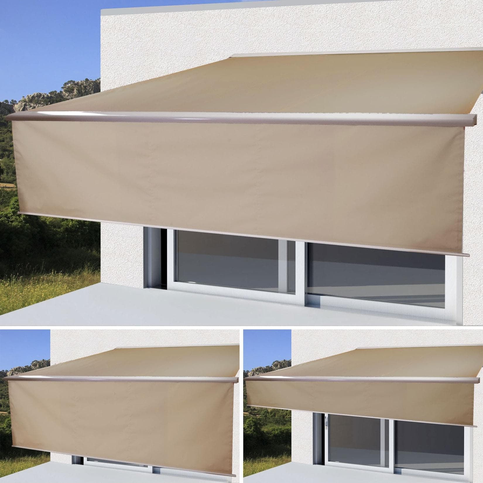 Elektrische Vollkassetten-Markise H124 4x3m Polyester Sand