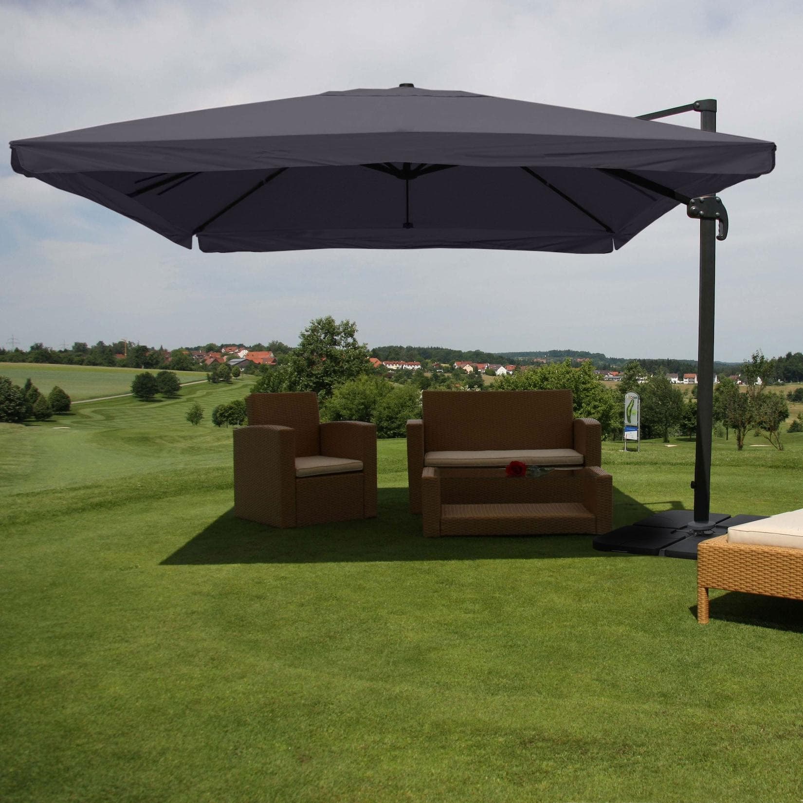 Gastronomie-Ampelschirm MCW-A96 3,5x3,5m Polyester/Alu 25kg Anthrazit