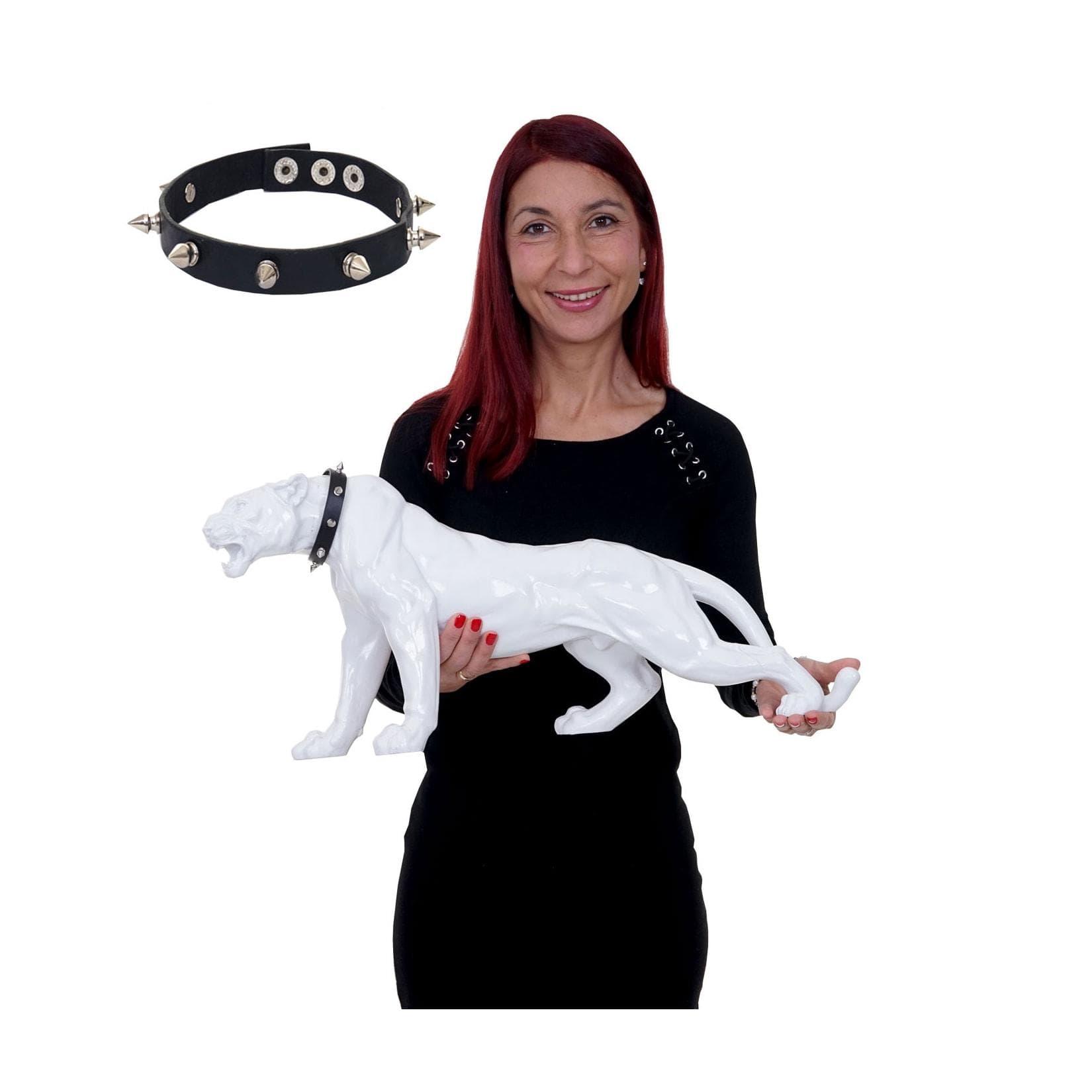 MCW Deko Figur Panther 59cm Polyresin Weiß Hochglanz