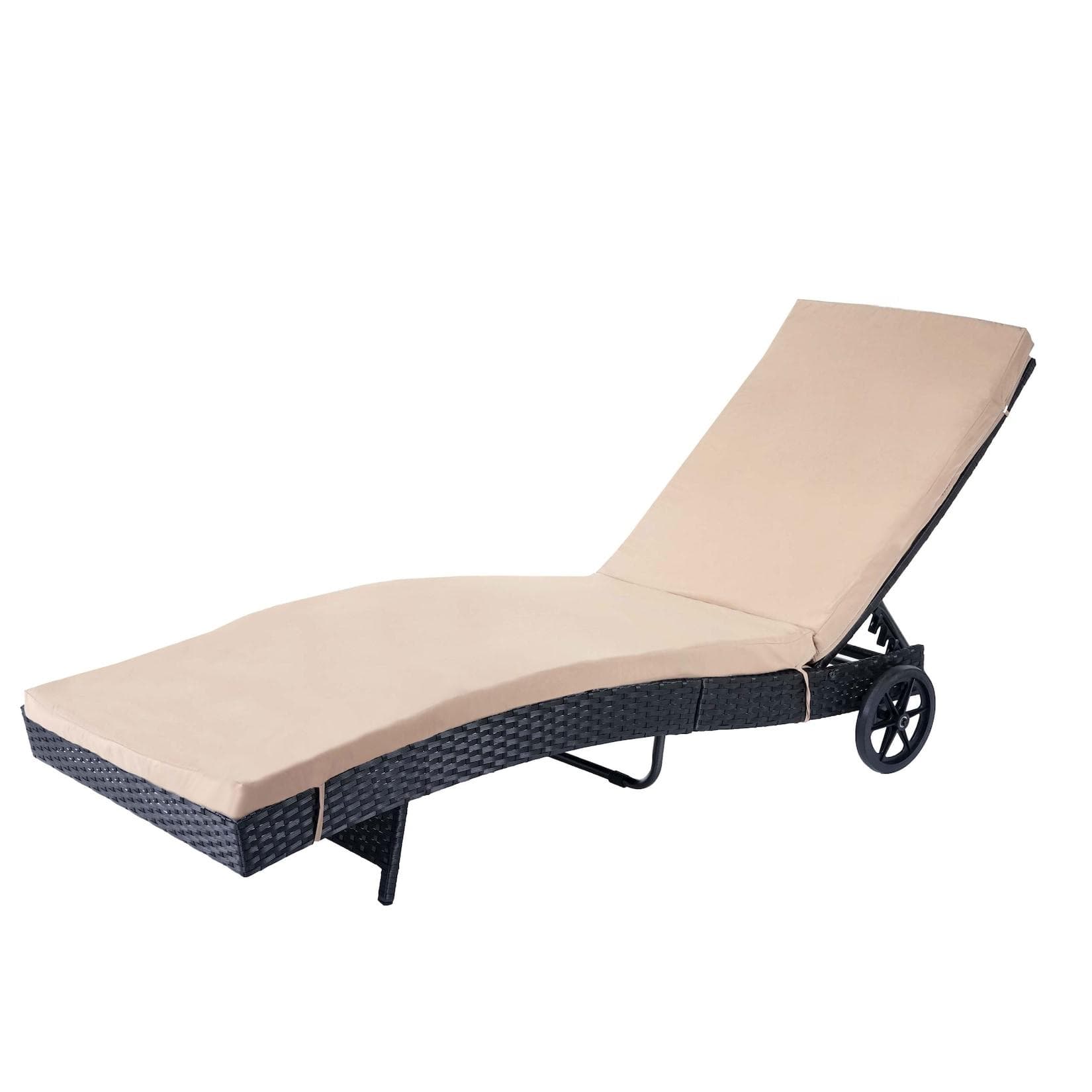 Sonnenliege MCW-D80 Poly-Rattan Anthrazit Beige Kissen Höhenverstellbar