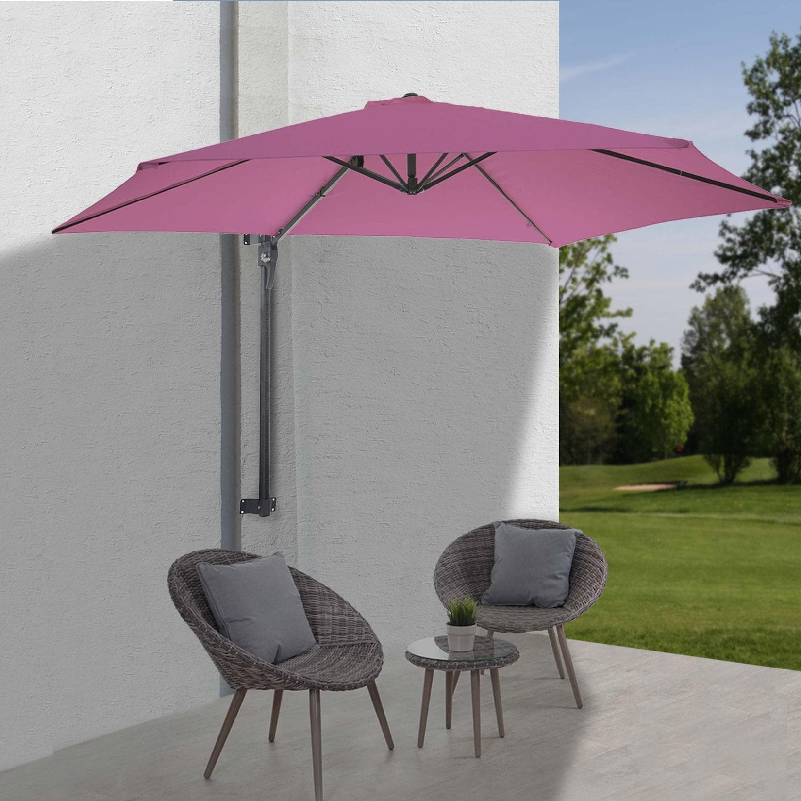 MCW Wandschirm Acerra 3m Lavendel-Rot Polyester