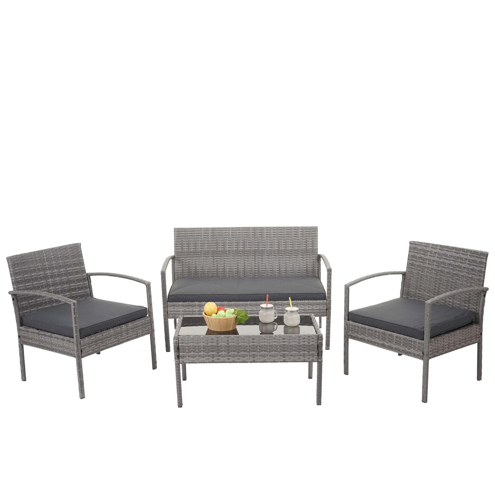 MCW Poly-Rattan Garnitur MCW-F56 Grau Lounge-Set