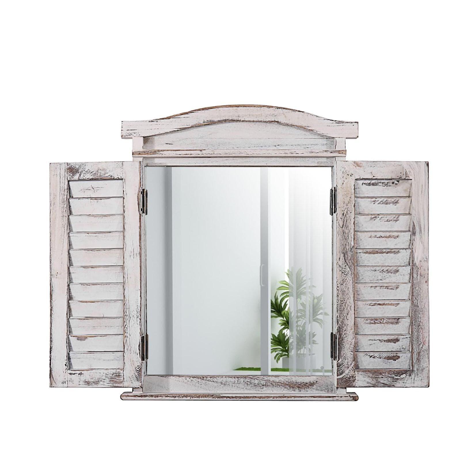 MCW Wandspiegel T30 Weiß Shabby Fensterladen Design
